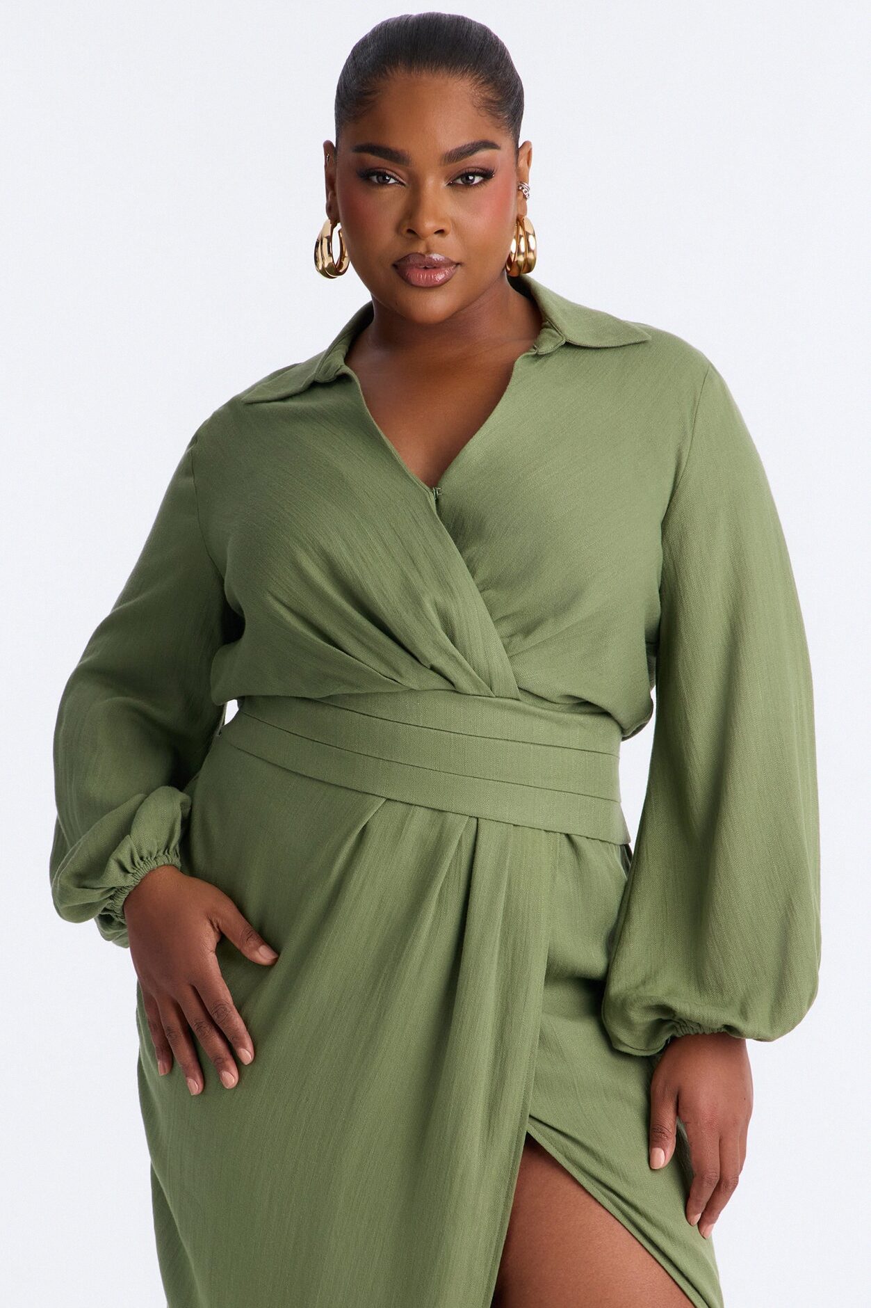Tiana Shirt Maxi Dress - Olive