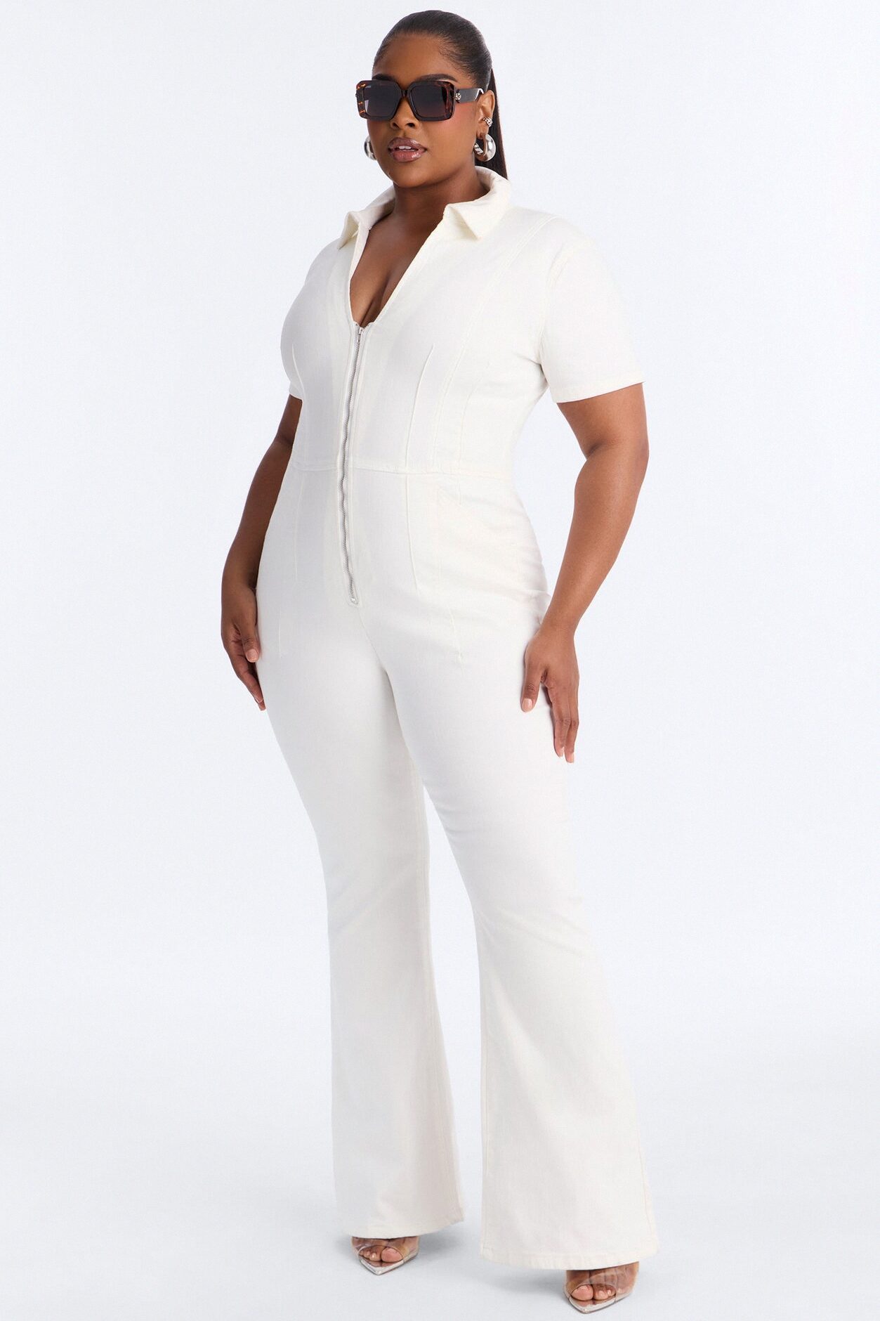 Can't Be Tamed Denim Jumpsuit - White