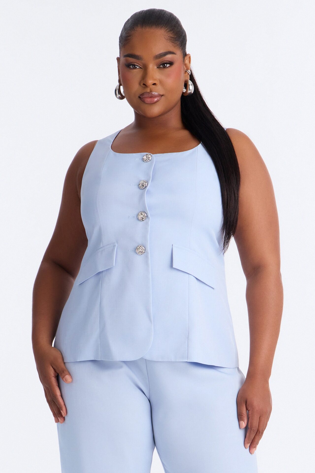 Annabelle Sleeveless Straight Leg Jumpsuit - Blue