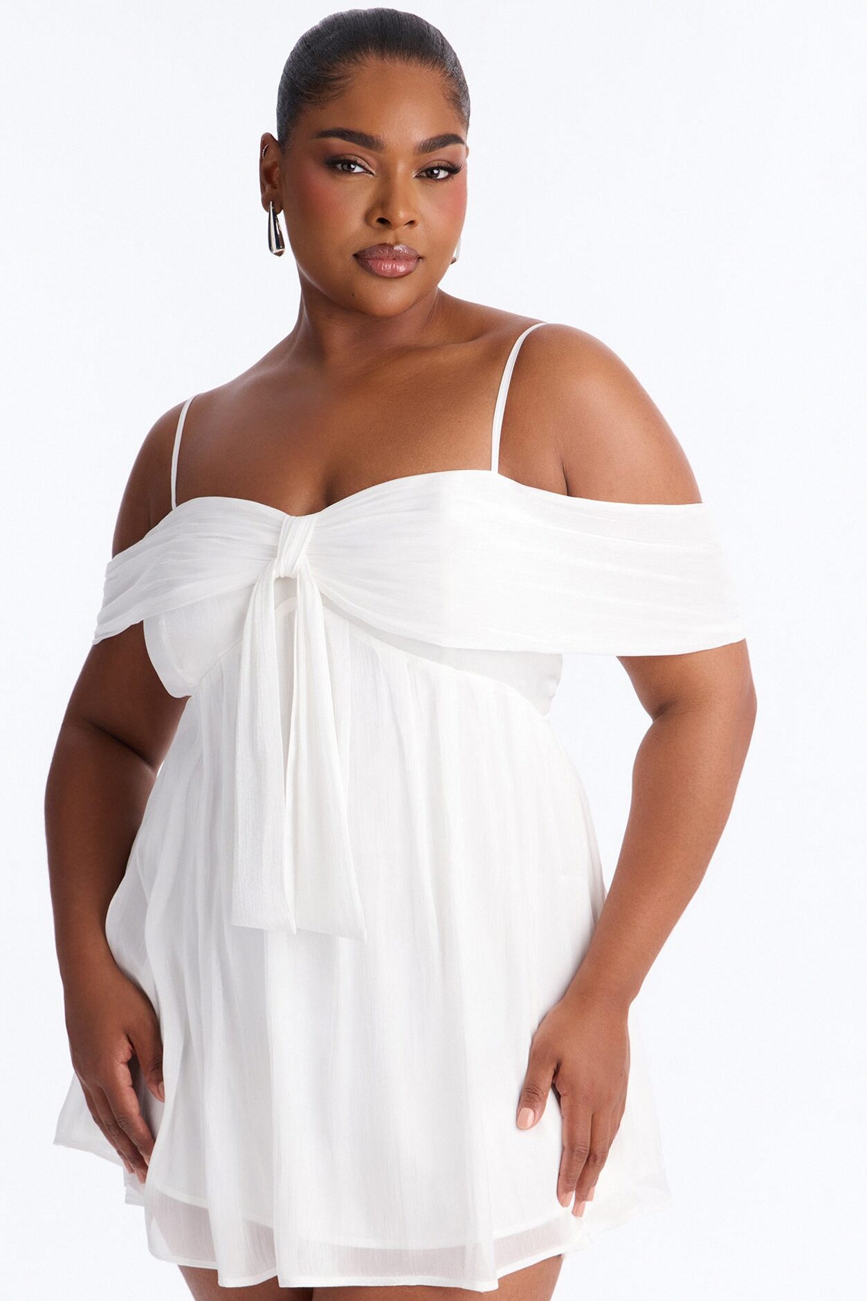Timeless Pleated Organza Mini Dress - White
