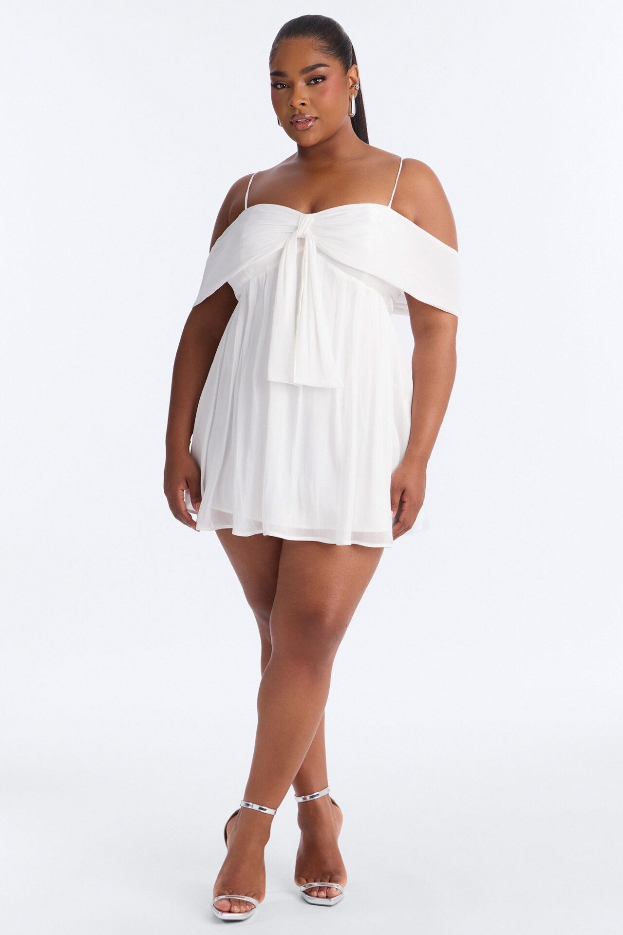 Timeless Pleated Organza Mini Dress - White