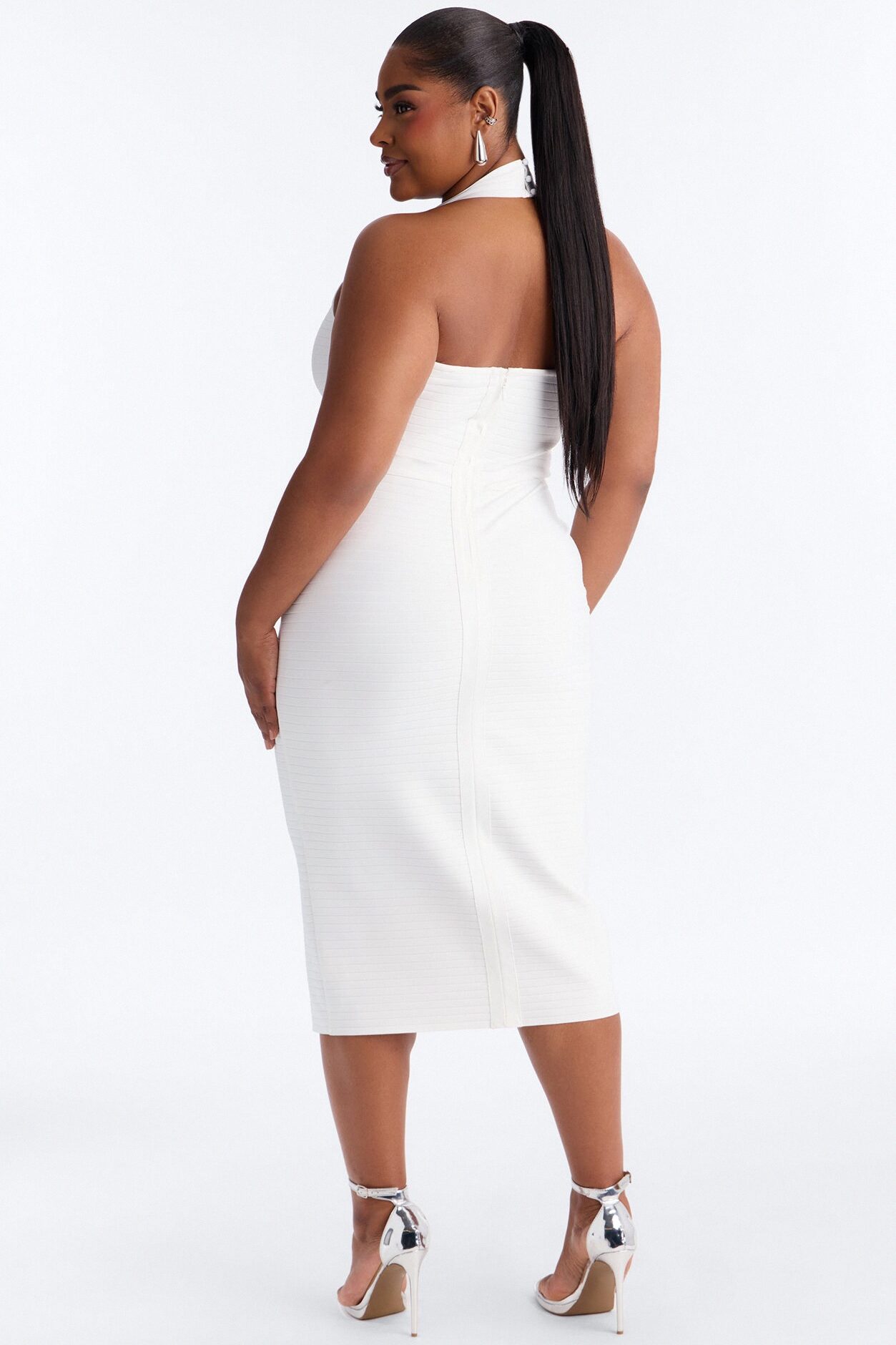 Diana Halter Bandage Midi Dress - White