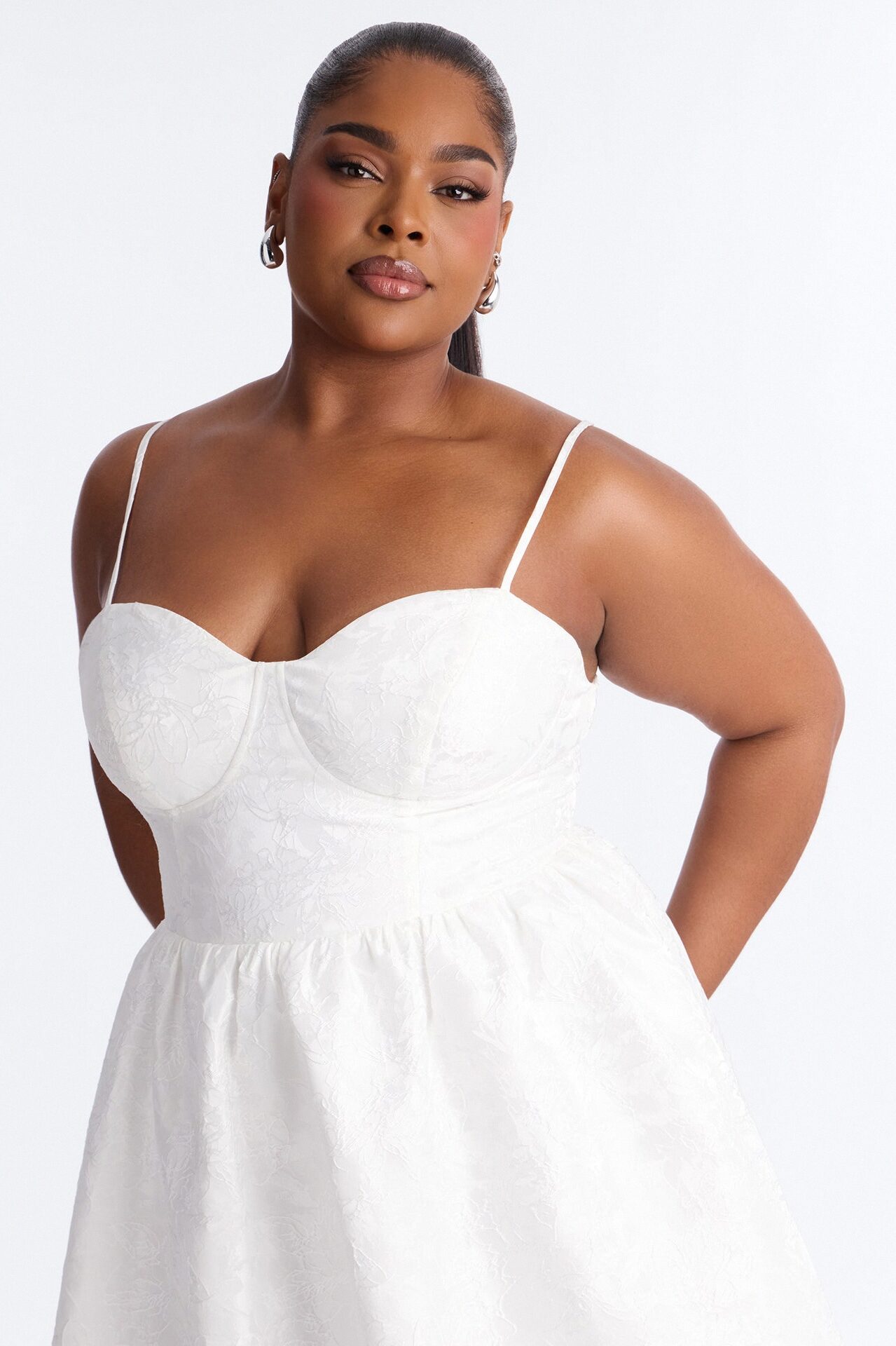 Living A Fairytale Jacquard Midi Dress - White