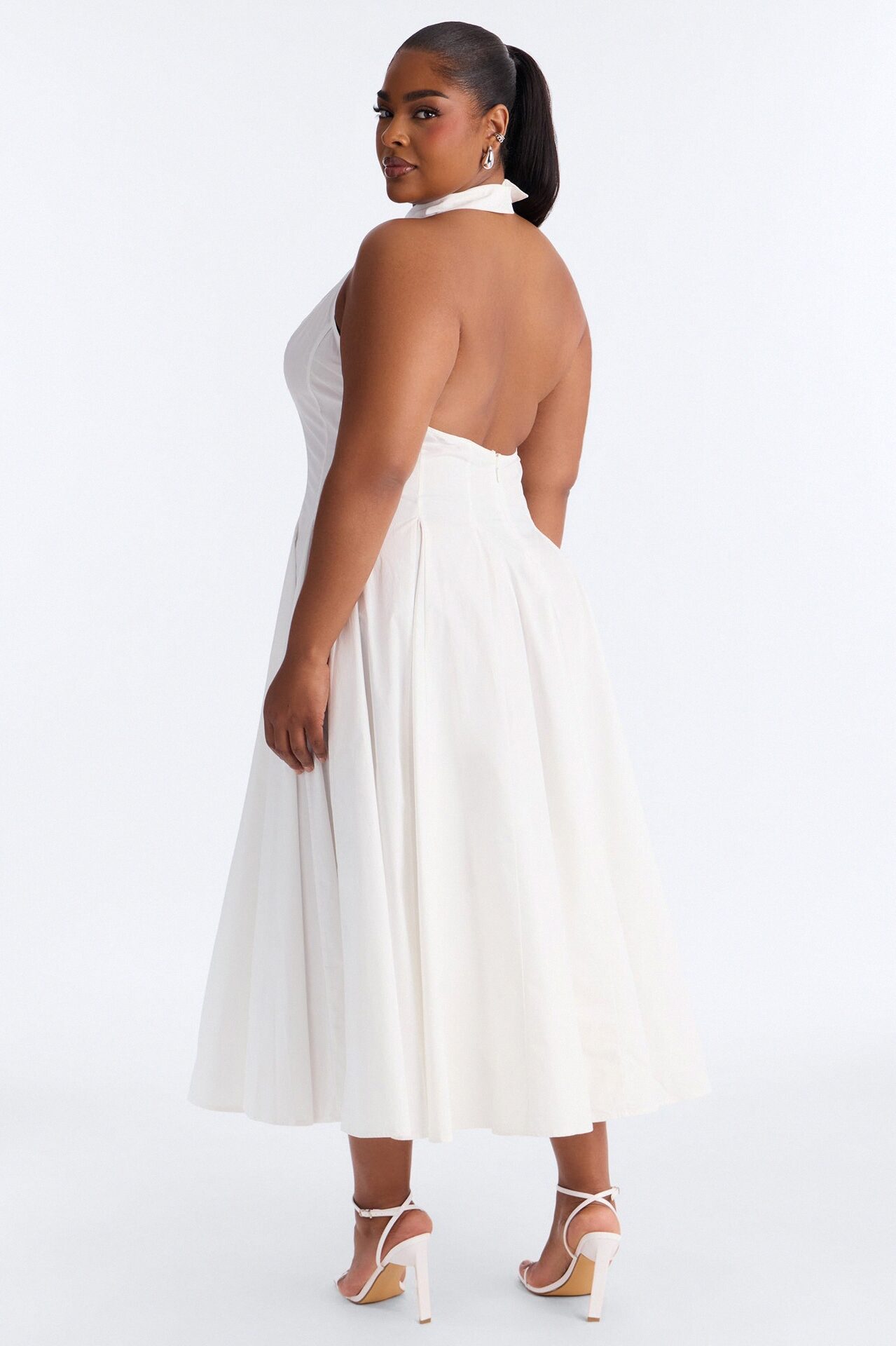 Audrey Collared Poplin Maxi Dress - White