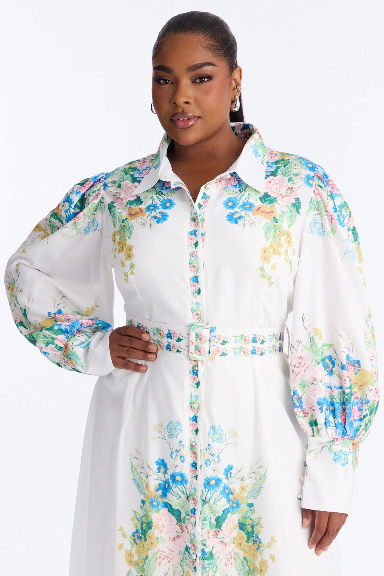 Izzy Floral Midi Dress - White/combo