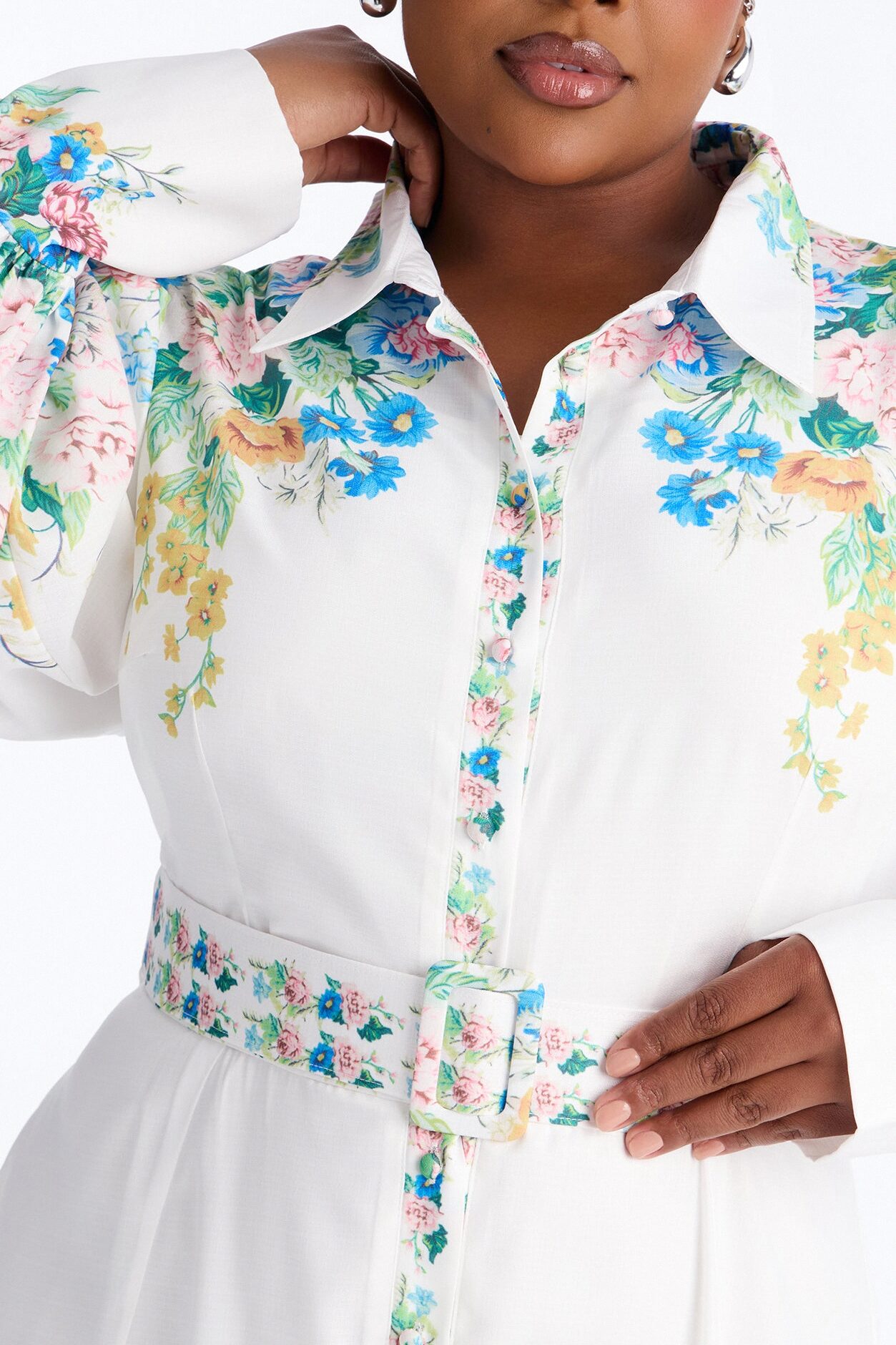 Izzy Floral Midi Dress - White/combo