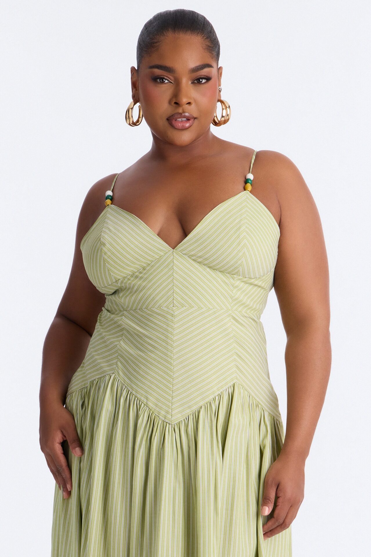 Harmony Striped Midi Dress - Sage