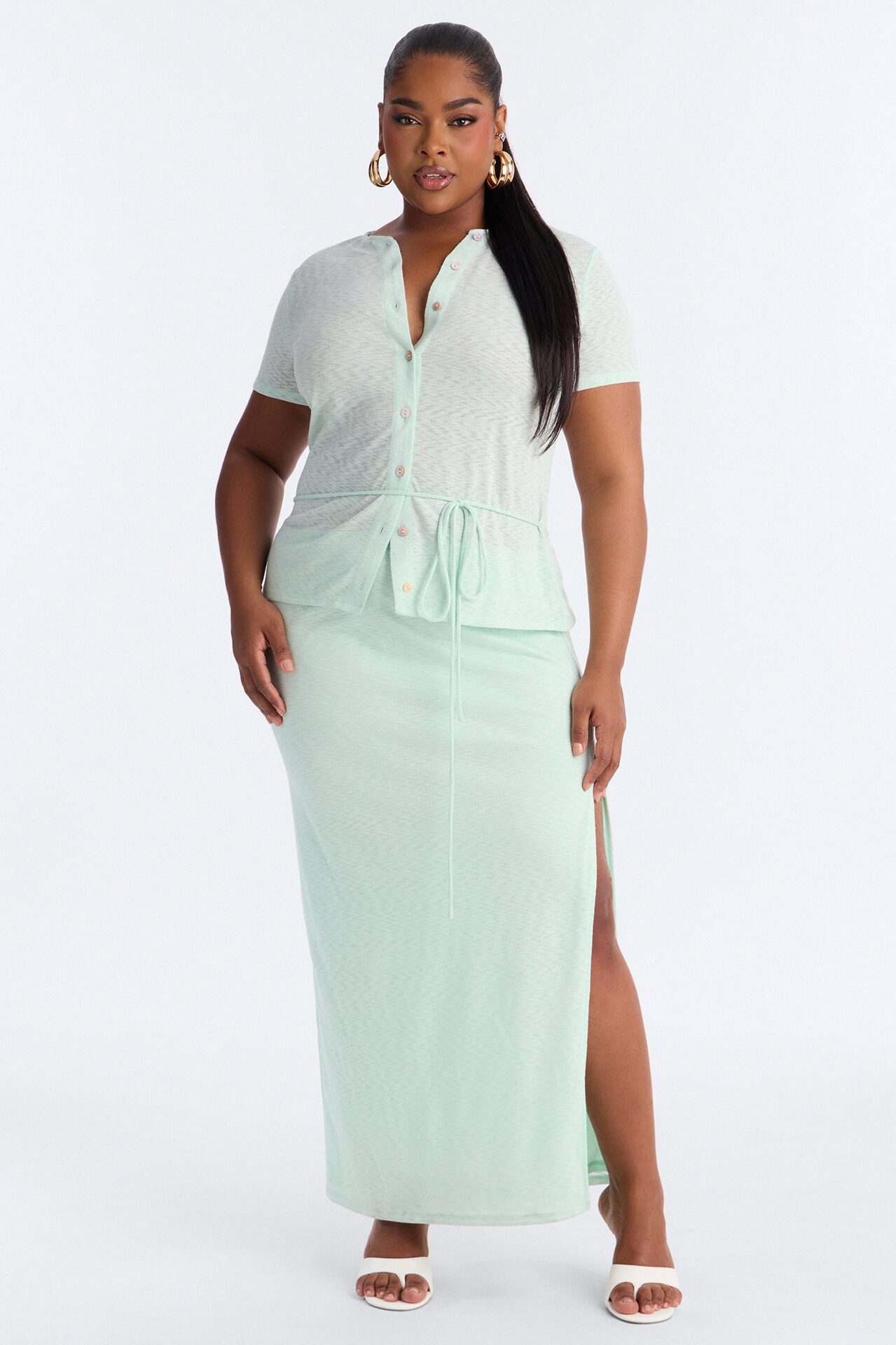 Sara Button Up Maxi Dress - Sage