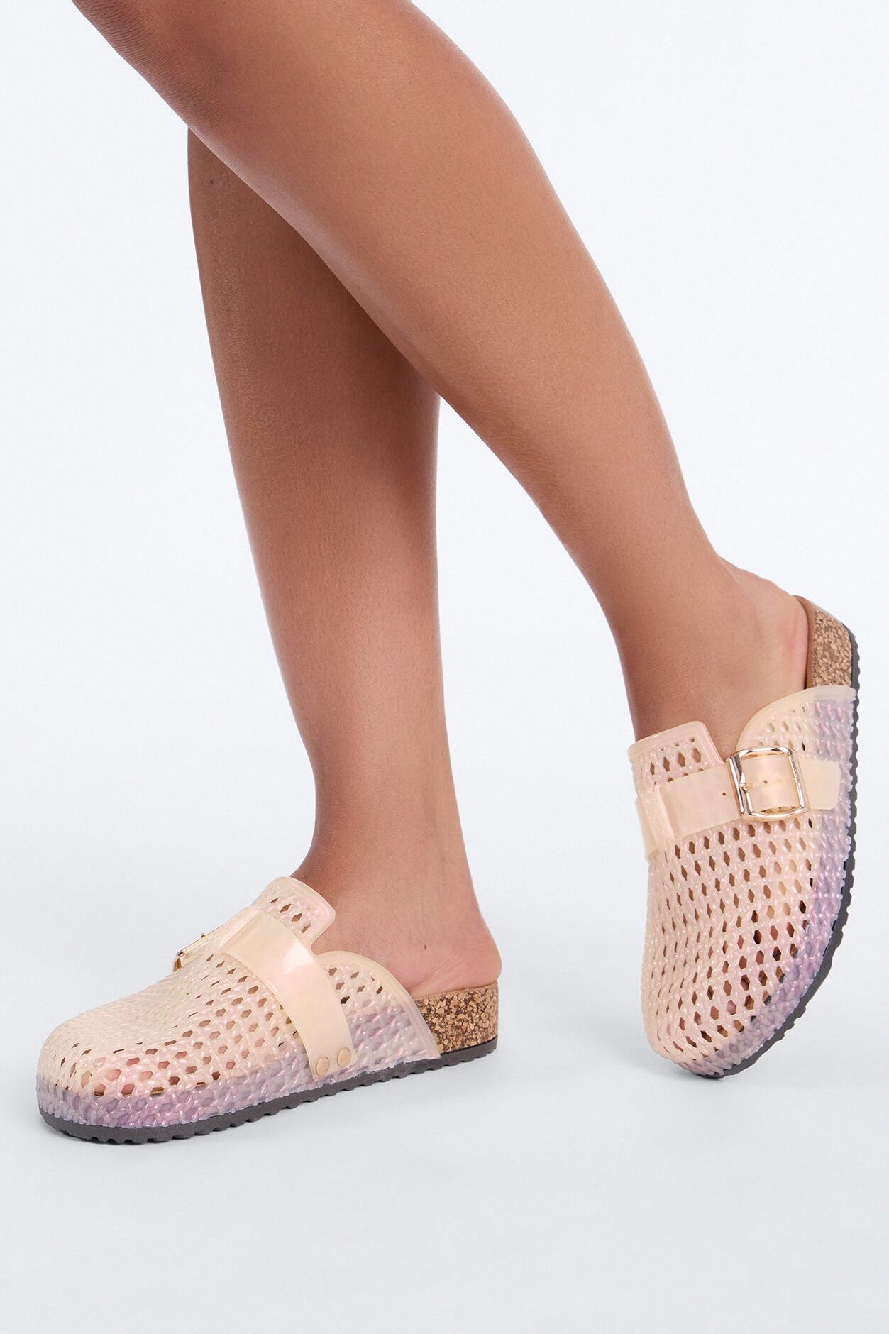 Boba Buckle Jelly Slides - Natural