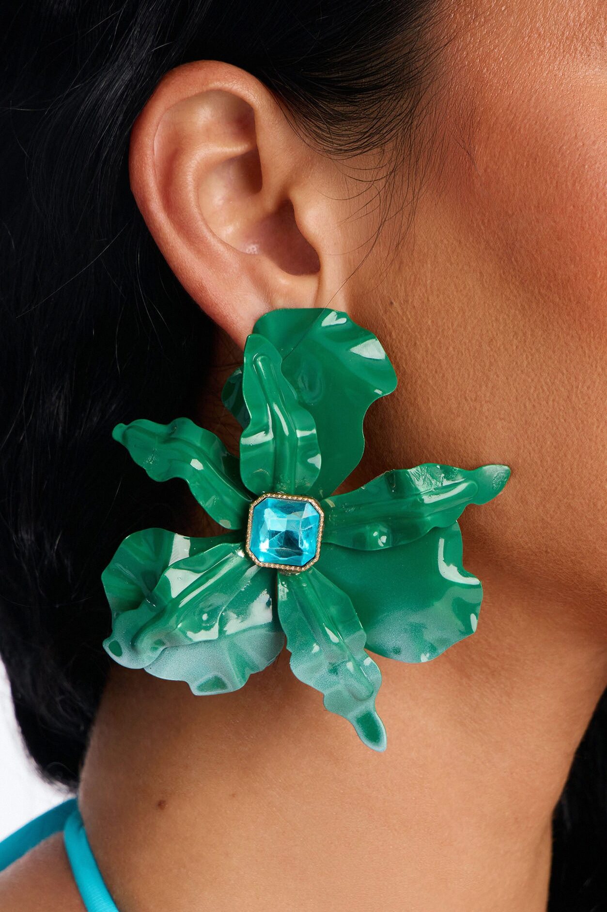 Maui Babe Floral Drop Earrings - Green/combo