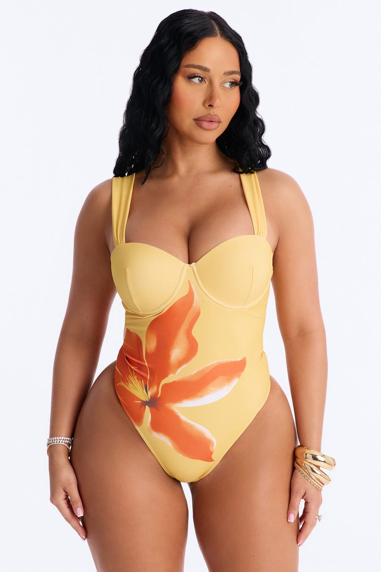 On Island Time Floral Underwire Maxi 2 Piece Bikini Skirt Set - Yellow/combo