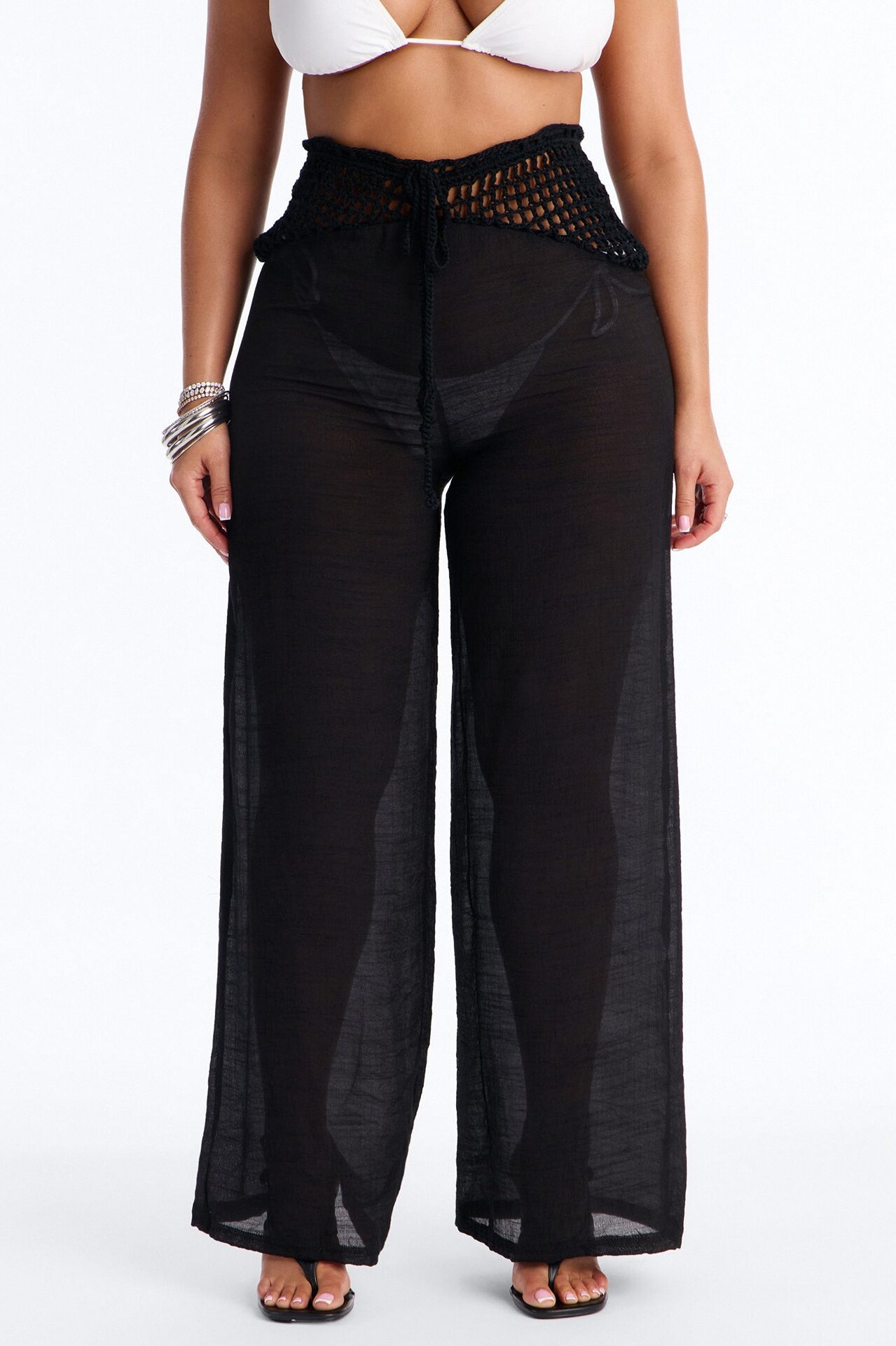 Darling Linen Swim Cover Up Pant - Black