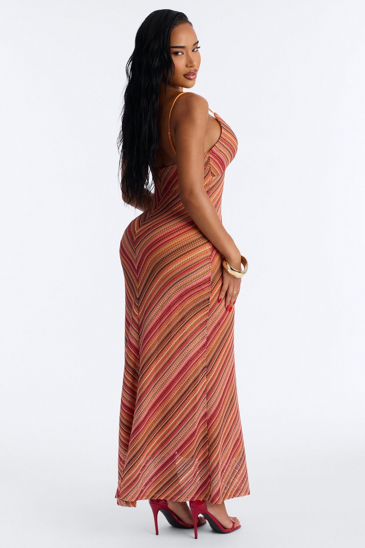 Paradise Mood Crochet Maxi Dress - Orange/combo