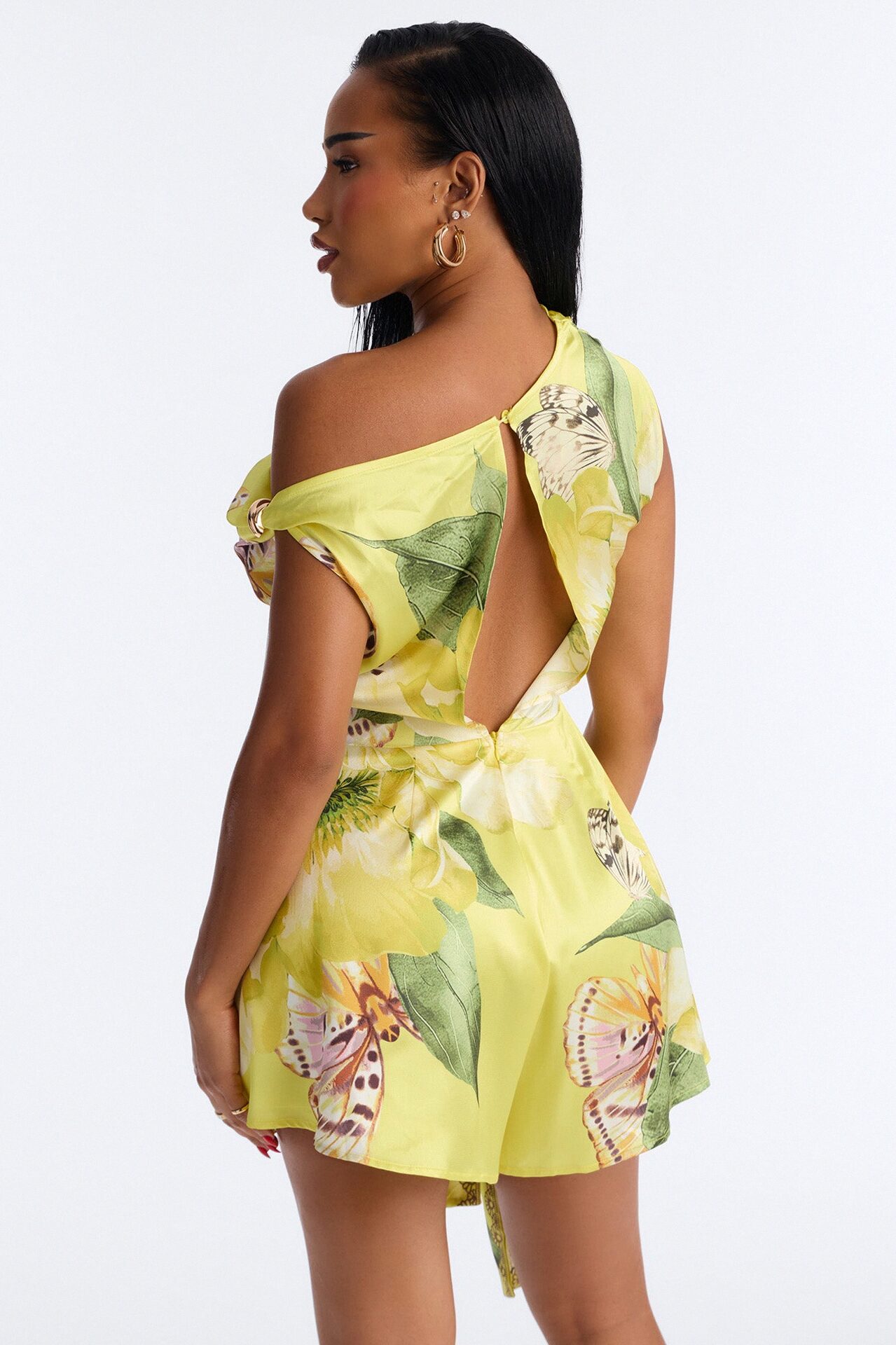 Priscilla Floral Off Shoulder Romper - Yellow