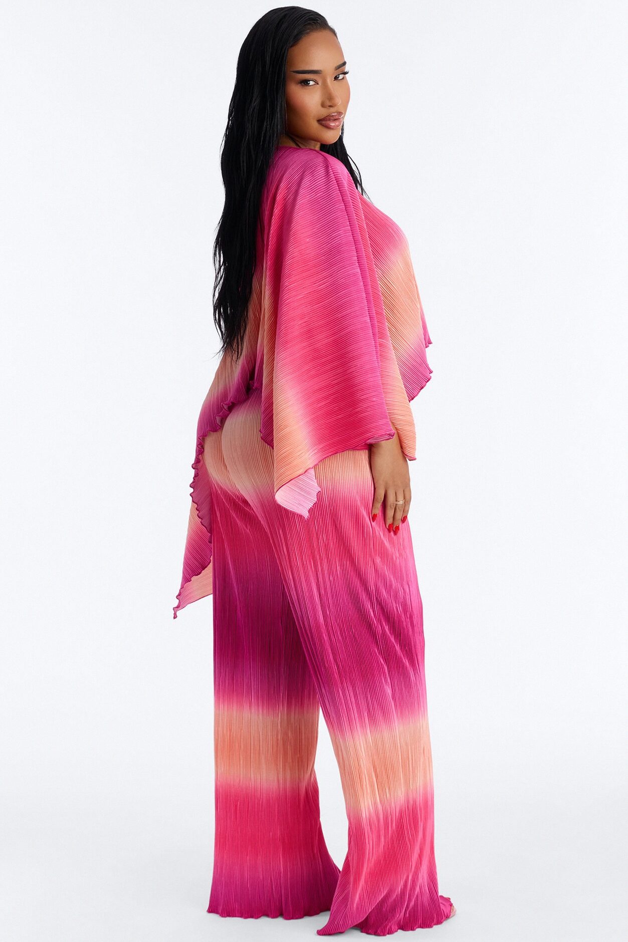 Horizon Glow Off Shoulder Ombre Pant Set - Hot Pink/combo