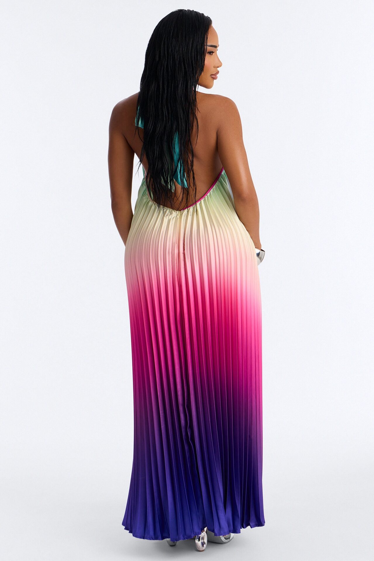 Silk Sunsets Pleated Maxi Dress - Multi Color