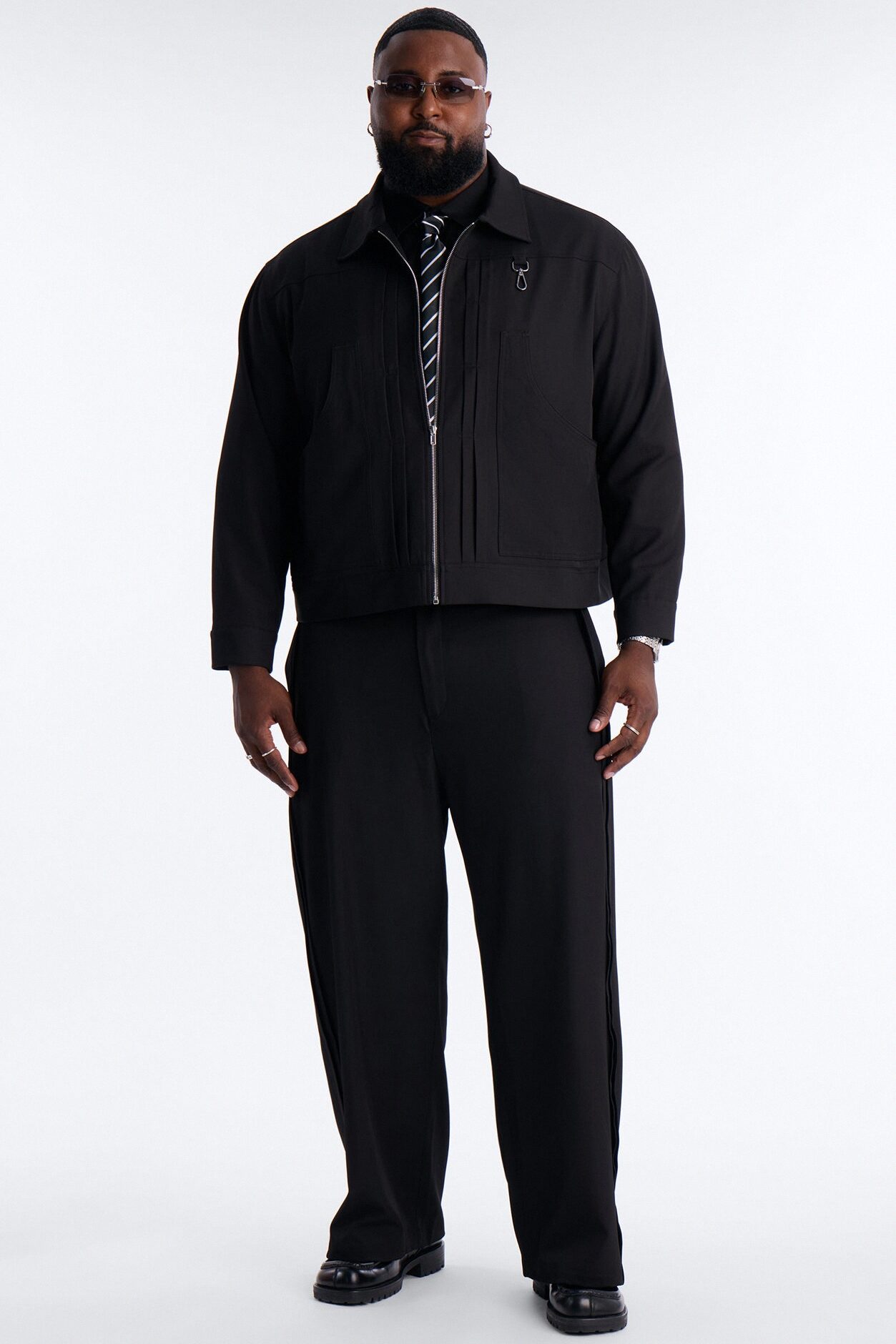 Relaxed Vertical Sync Zip Jacket - Black