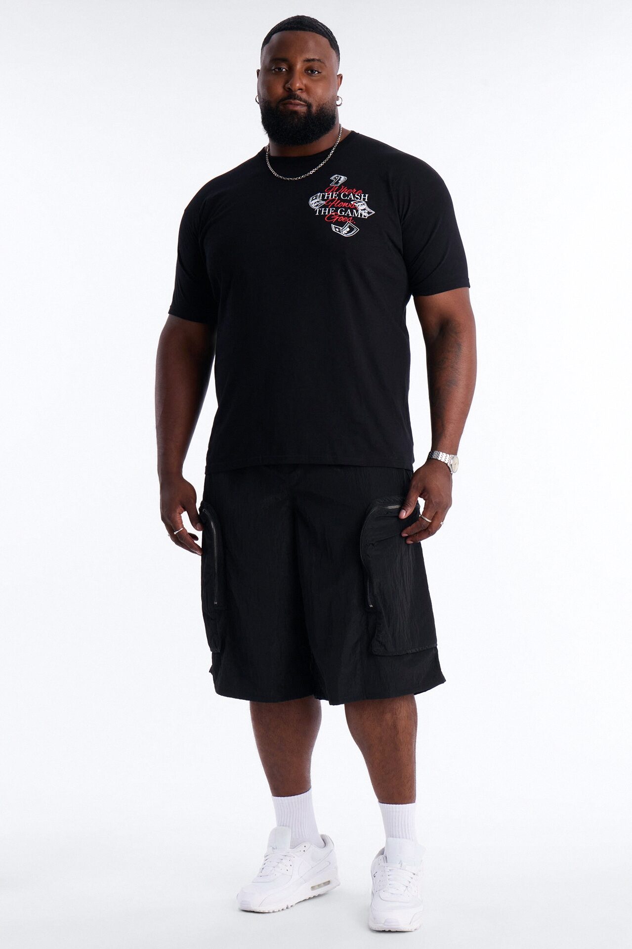 Money Talks Puff Print Short Sleeve Tee - Black