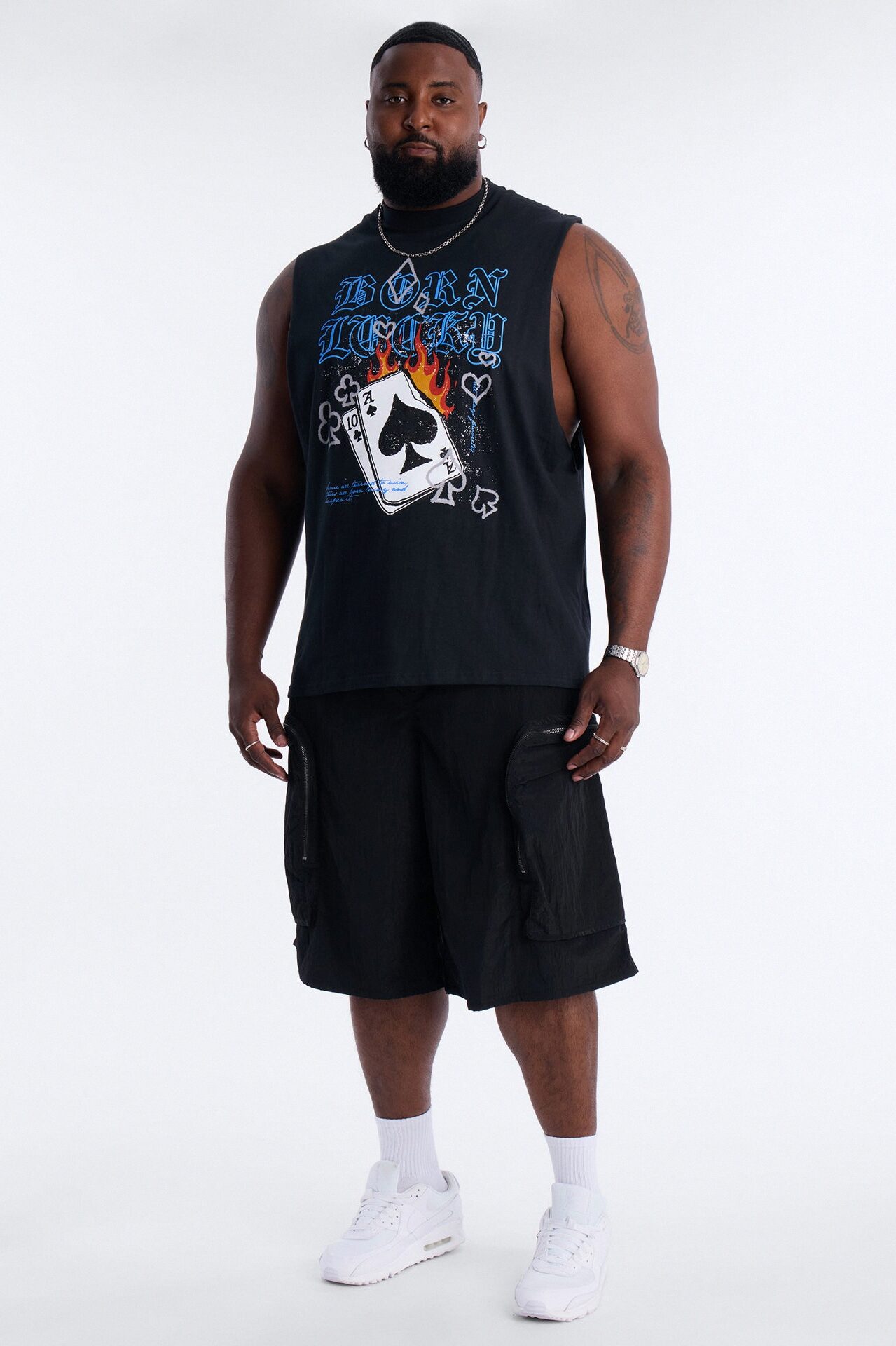 Born Lucky Muscle Tee - Black