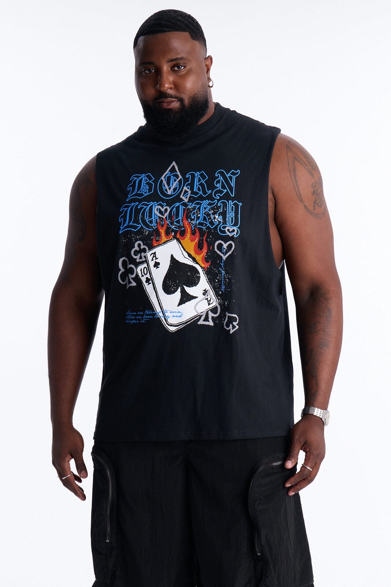 Born Lucky Muscle Tee - Black