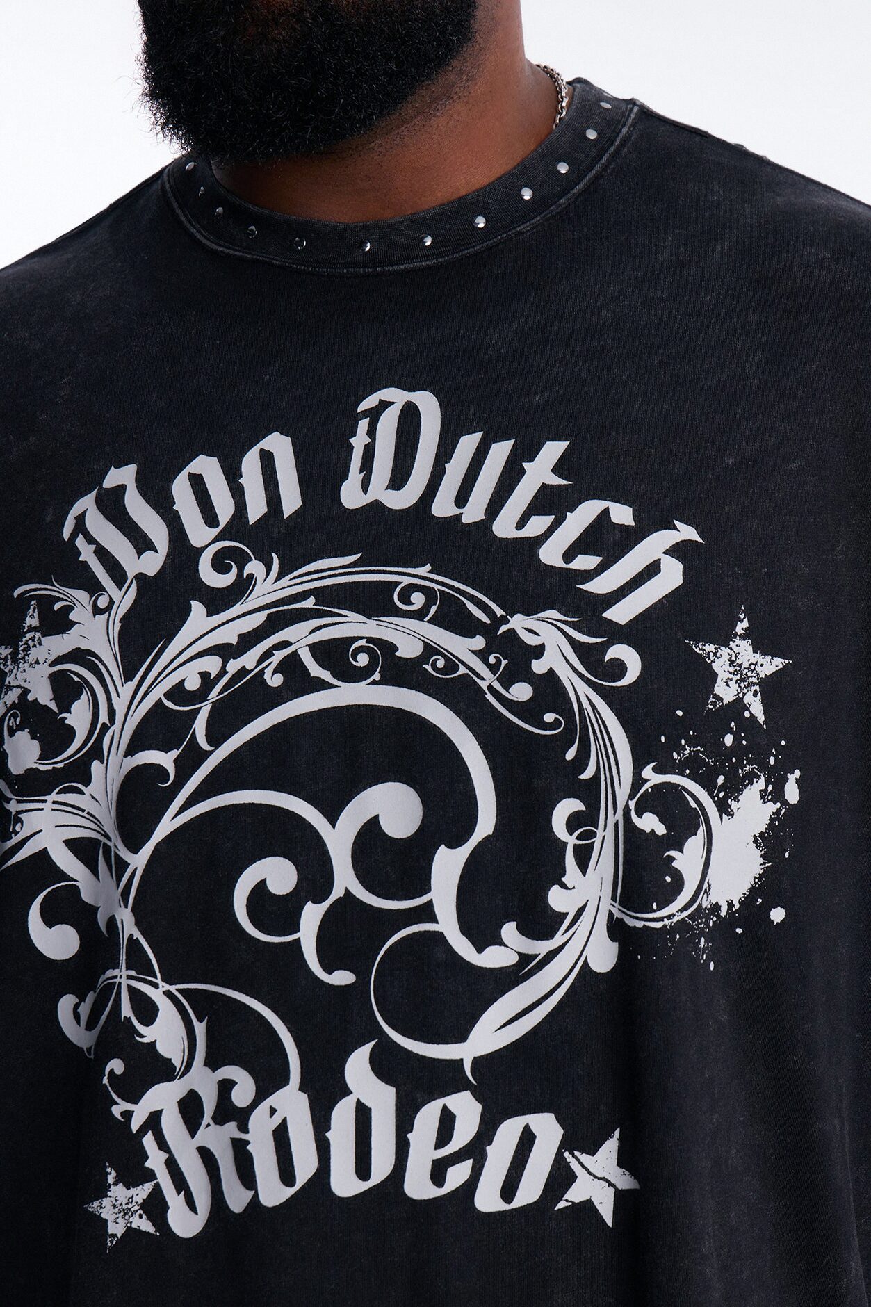Von Dutch Boxy Rodeo Stud Short Sleeve Tee - Black