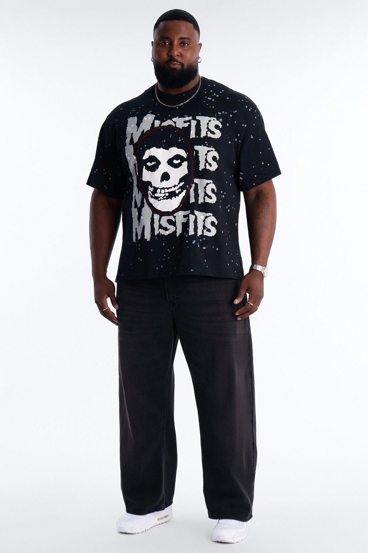 Misfits Rebel Applique Detail Graphic Short Sleeve Tee - Black