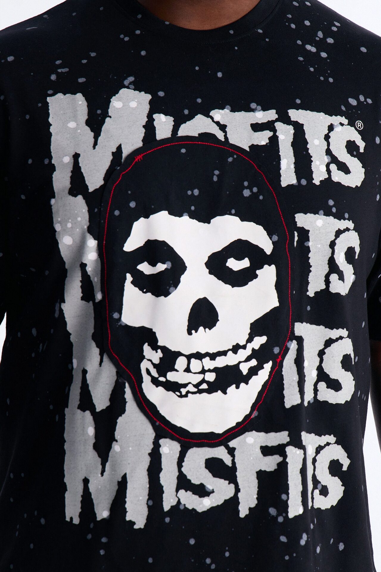 Misfits Rebel Applique Detail Graphic Short Sleeve Tee - Black
