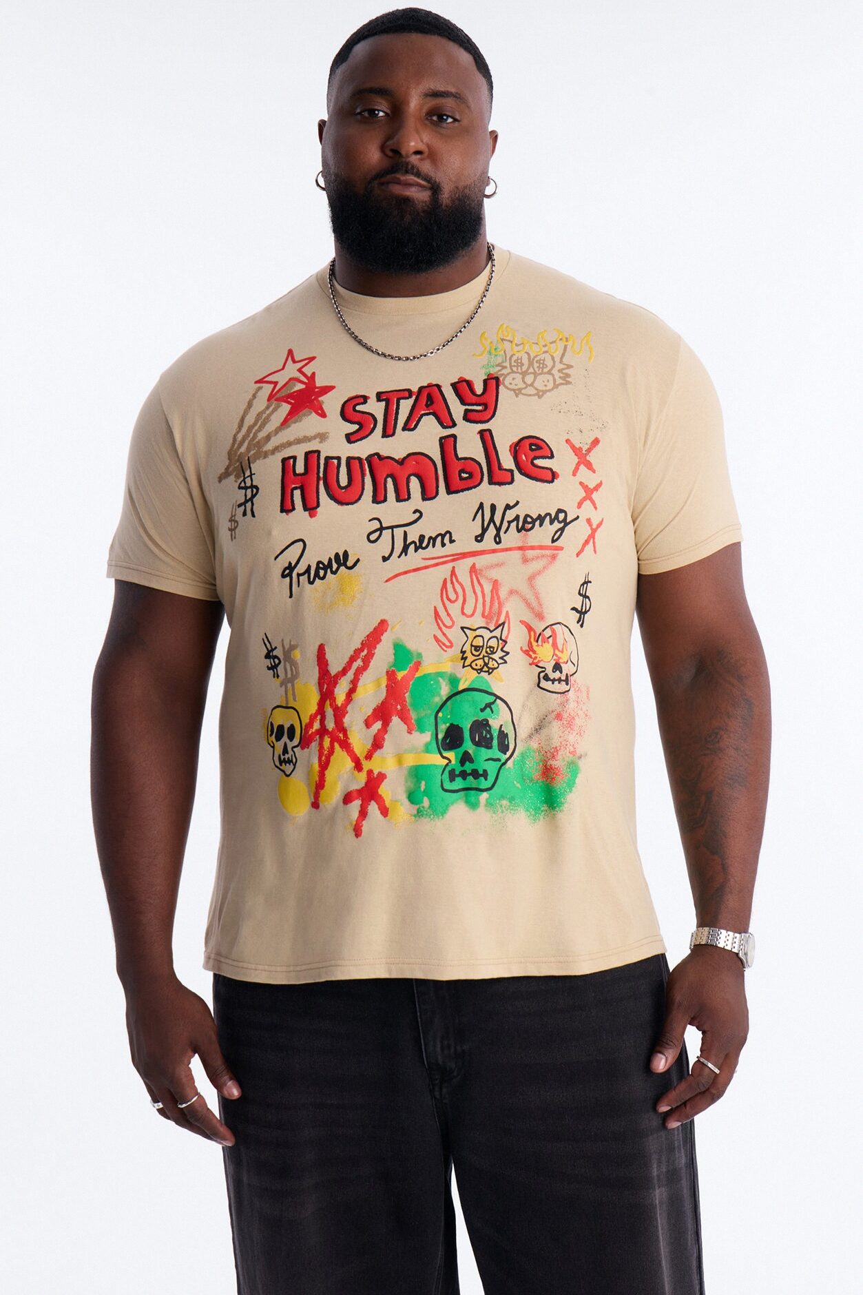 Prove Them Wrong Puff Print Short Sleeve Tee - Taupe