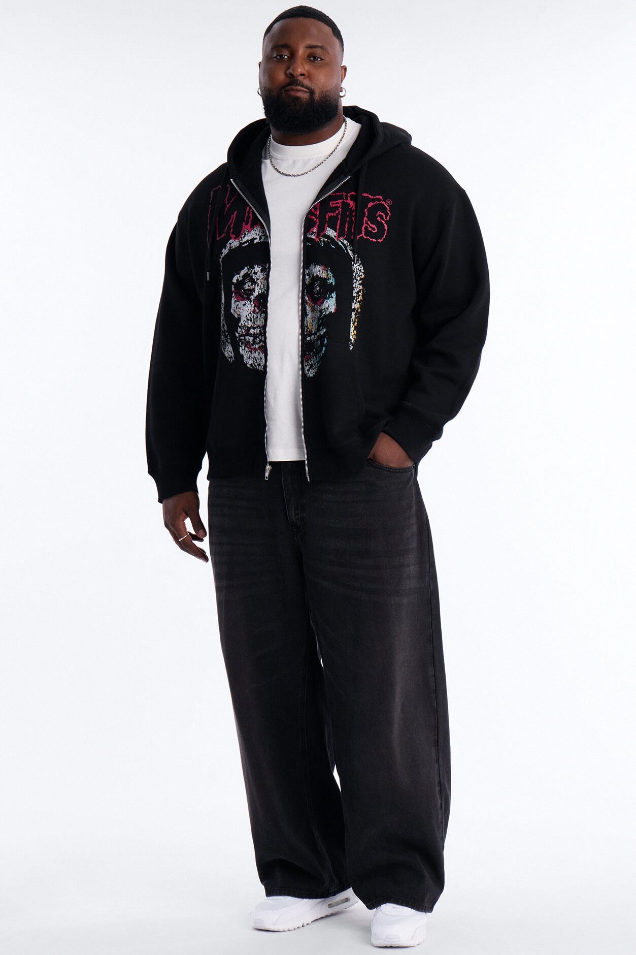 MIsfits Vintage Zip Hoodie - Black Wash