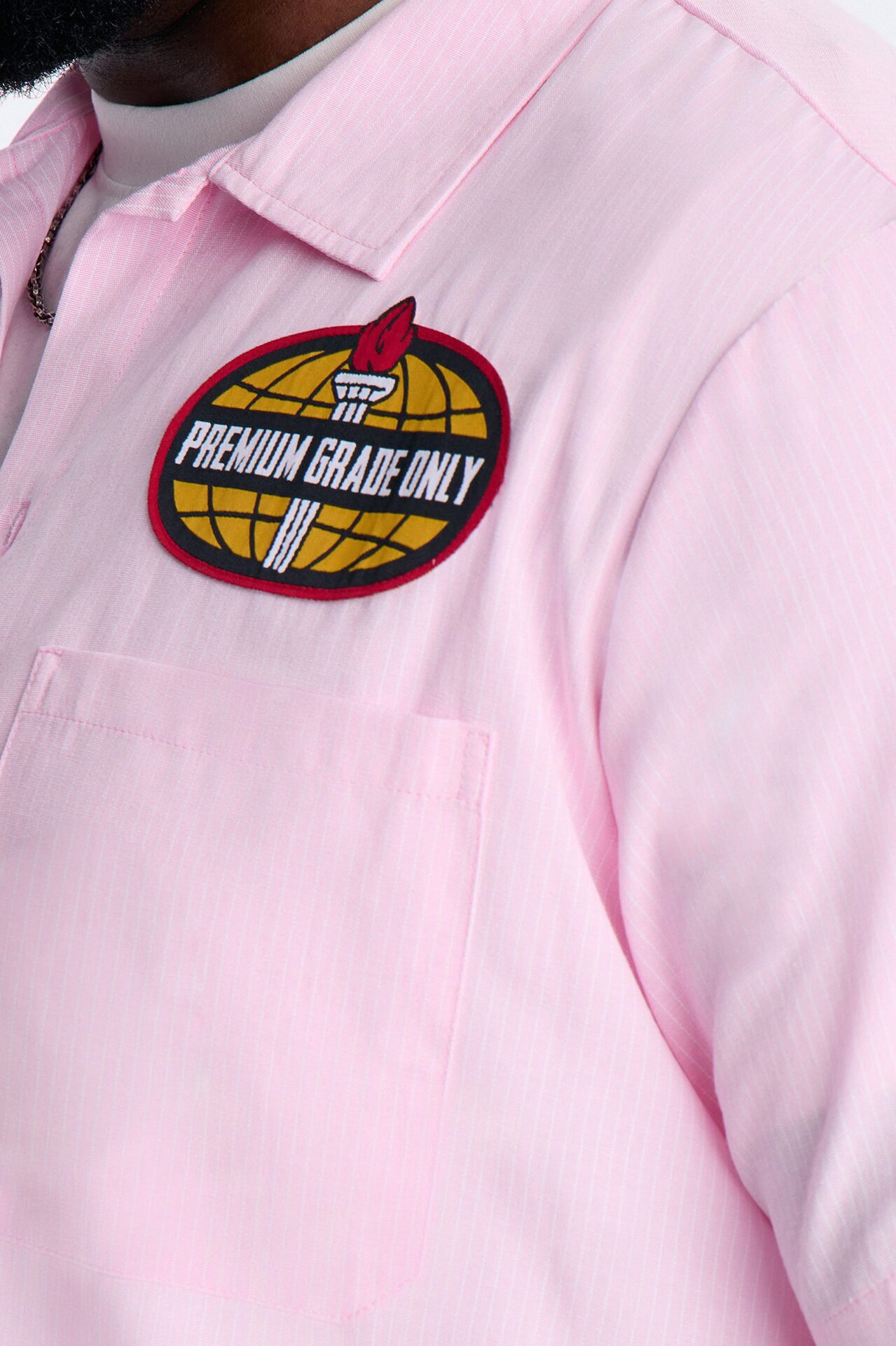 Cropped Overdrive Mode Striped Button Up Shirt - Pink