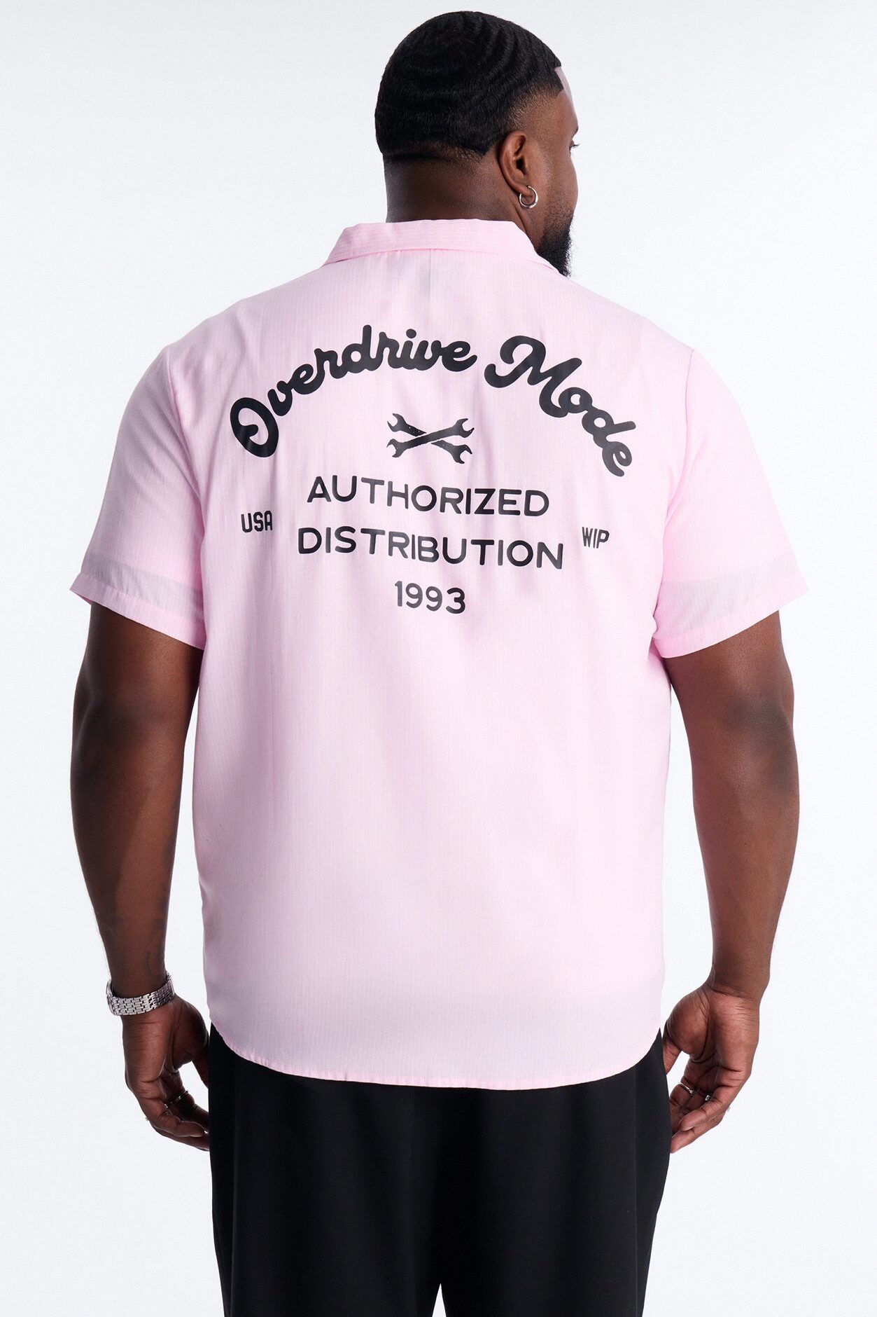 Cropped Overdrive Mode Striped Button Up Shirt - Pink