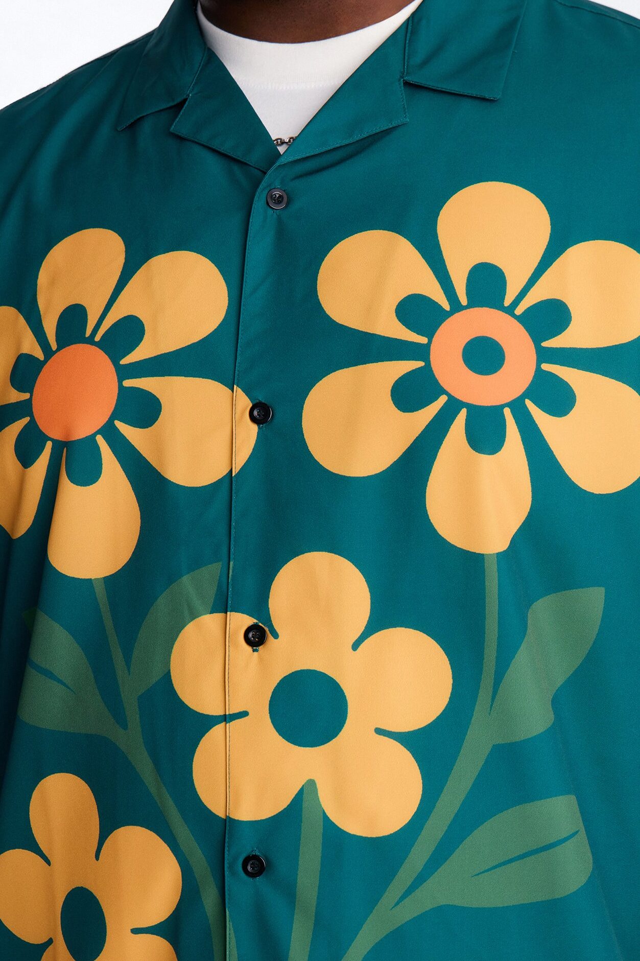 Relaxed Forest Bloom Button Up Shirt - Green