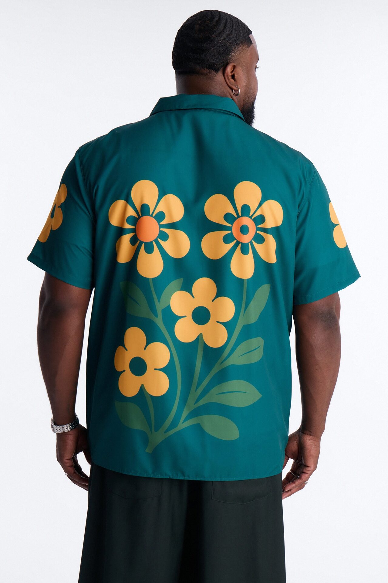 Relaxed Forest Bloom Button Up Shirt - Green