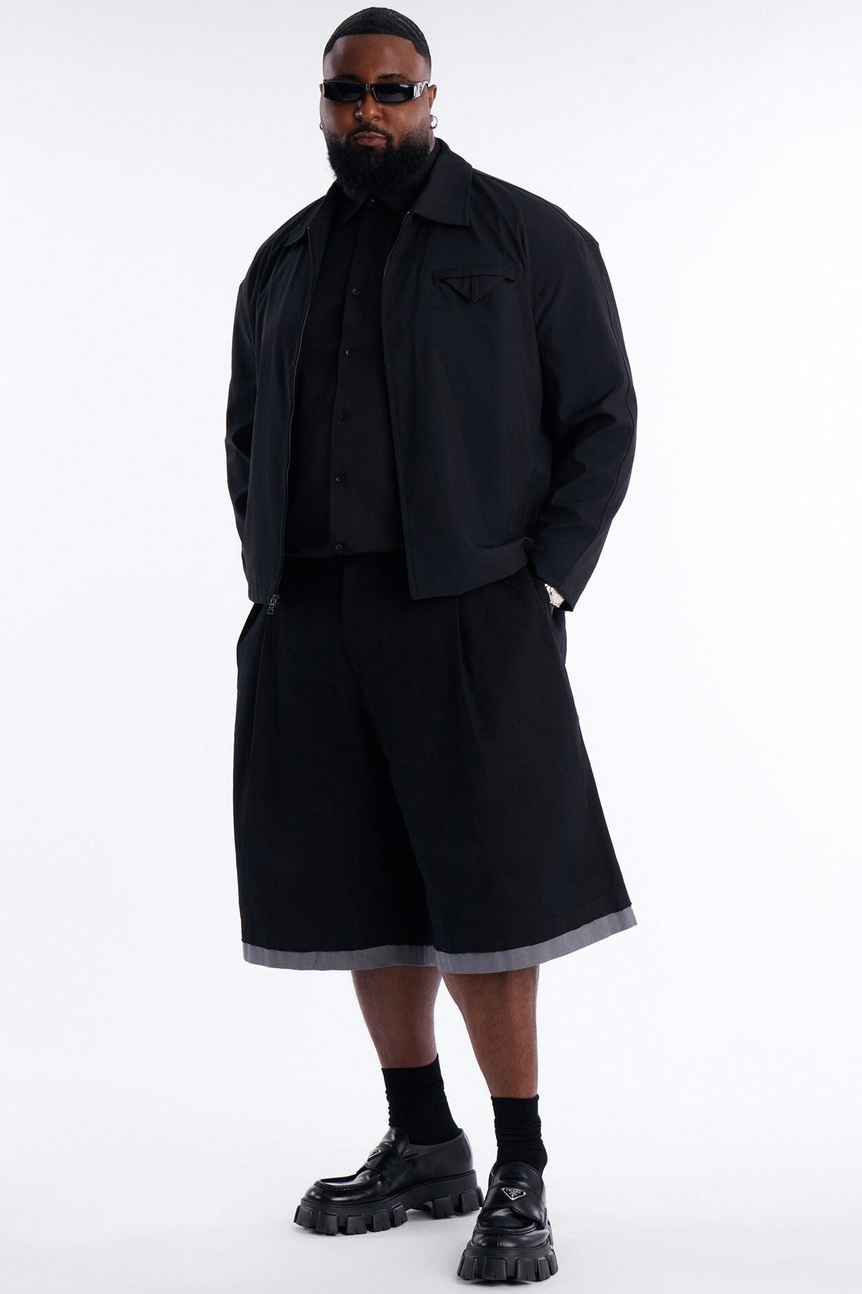 Baggy Pleated Milano Short - Black
