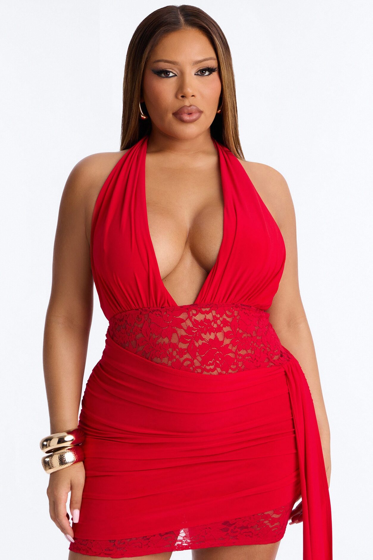 Ensley Halter Mini Dress - Red
