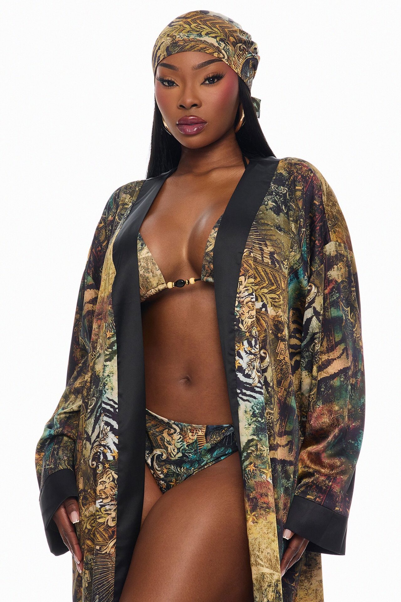 Stay Golden 4 Piece Bikini Set - Olive/combo