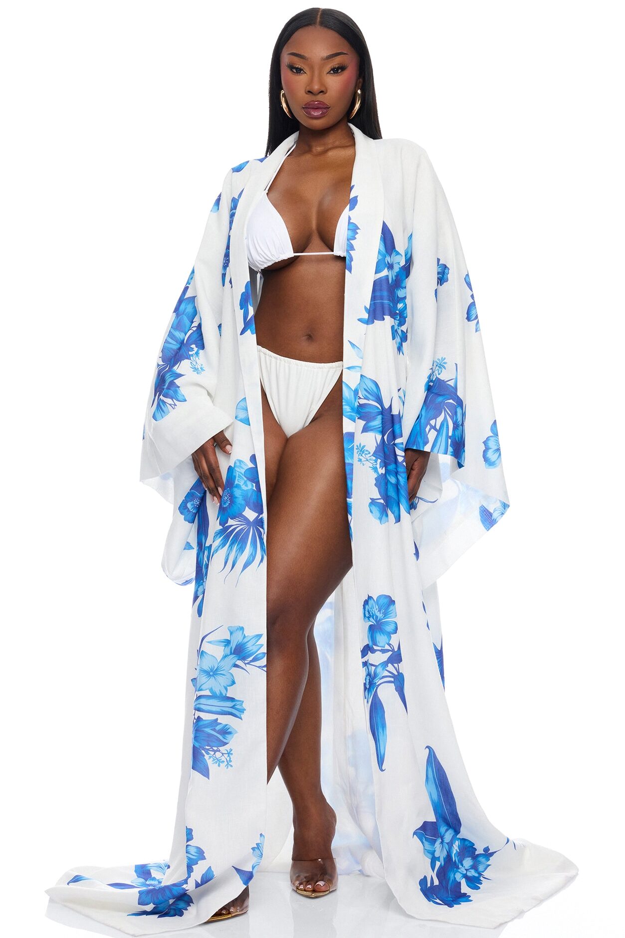 In The Cabana Kimono Maxi Dress - Blue/combo