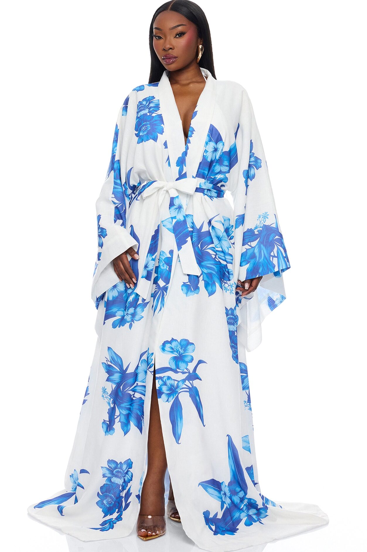 In The Cabana Kimono Maxi Dress - Blue/combo