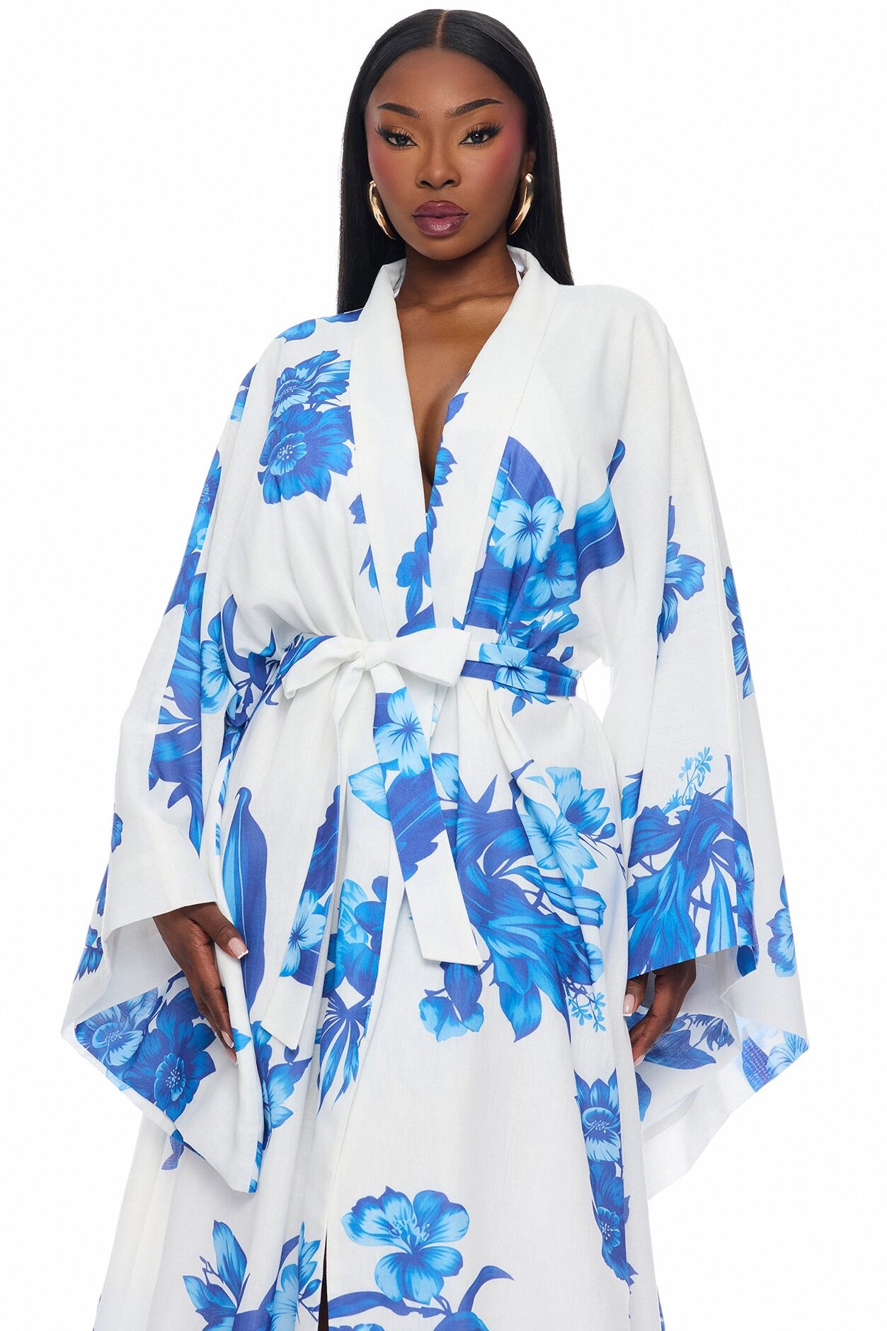 In The Cabana Kimono Maxi Dress - Blue/combo