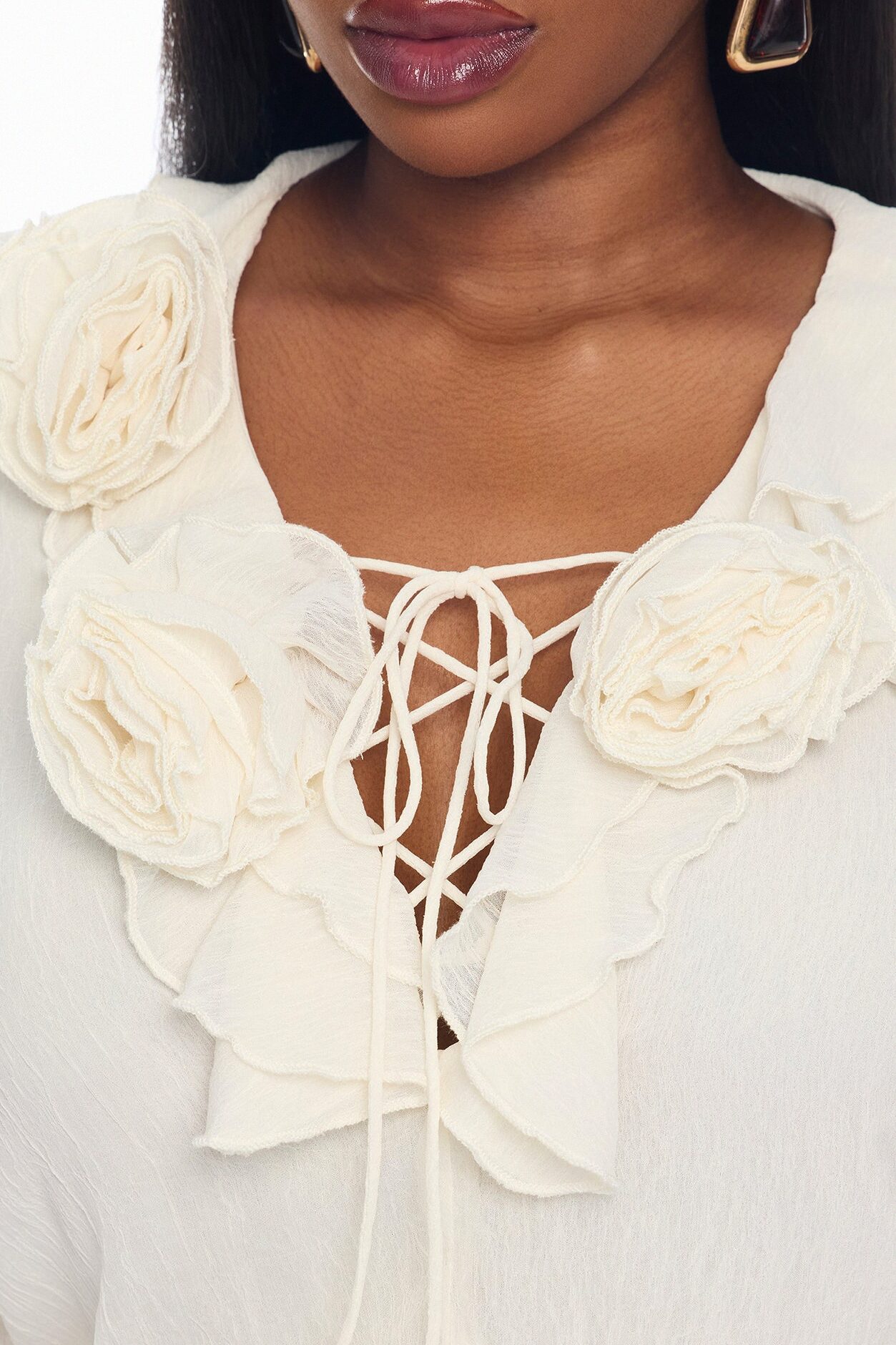 Ellah Ruffle Chiffon Mini Dress - Cream
