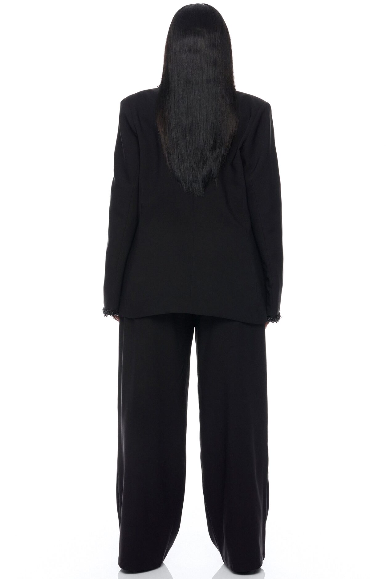 Sweetest Touch Beaded Trim Suit Set - Black