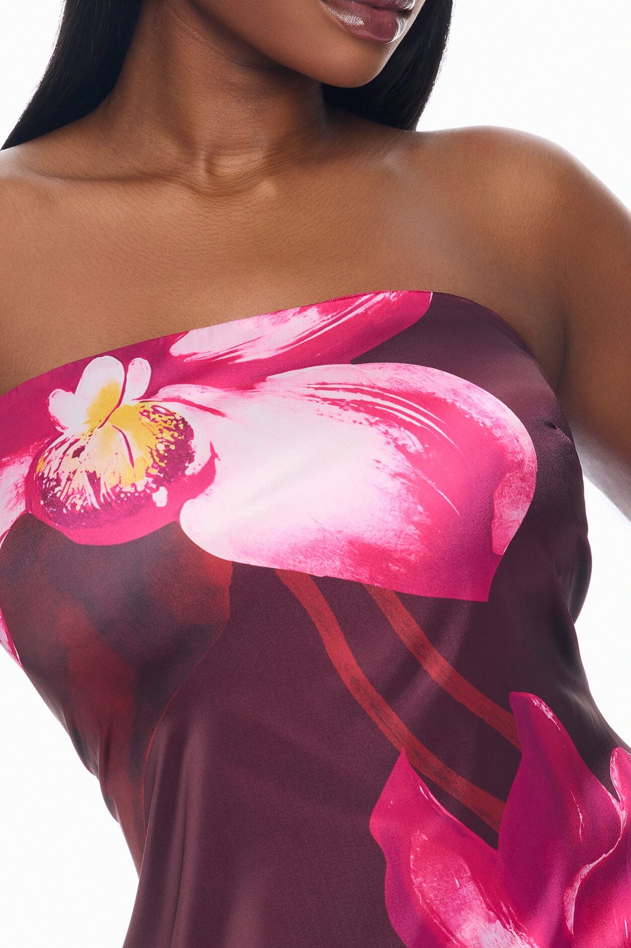 Ravenna Strapless Satin Maxi Dress - Pink/combo