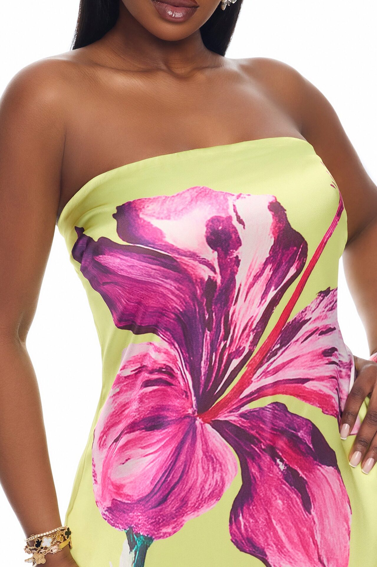 Raelynne Strapless Satin Maxi Dress - Lime