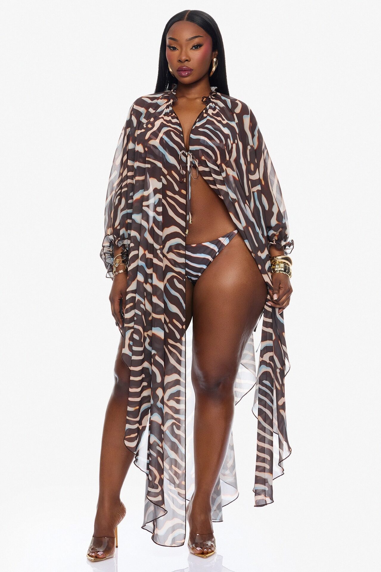 Golden Getaway 3 Piece Bikini Set - Brown/combo