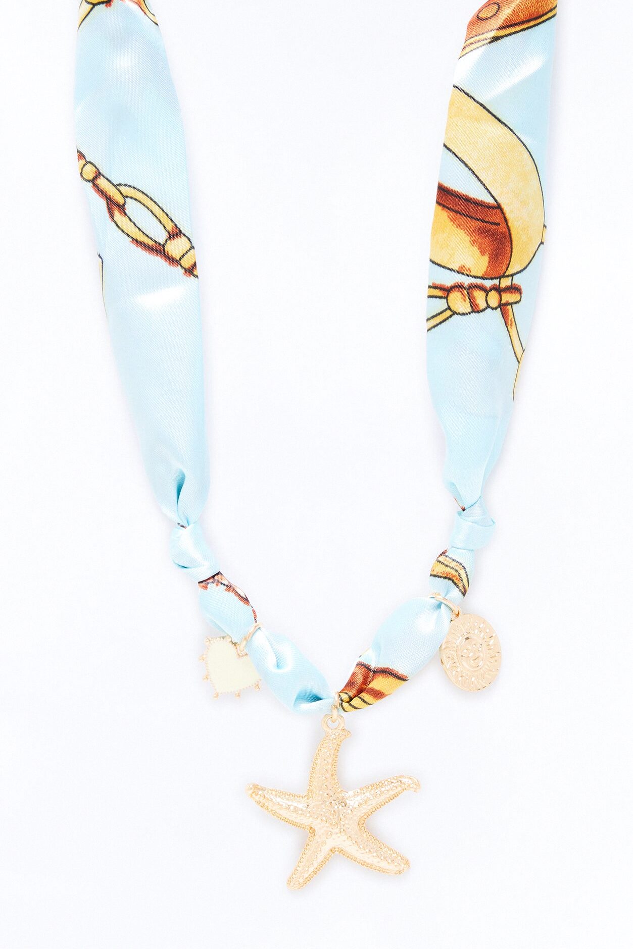 Shoreline Beauty Scarf Necklace - Gold/Blue
