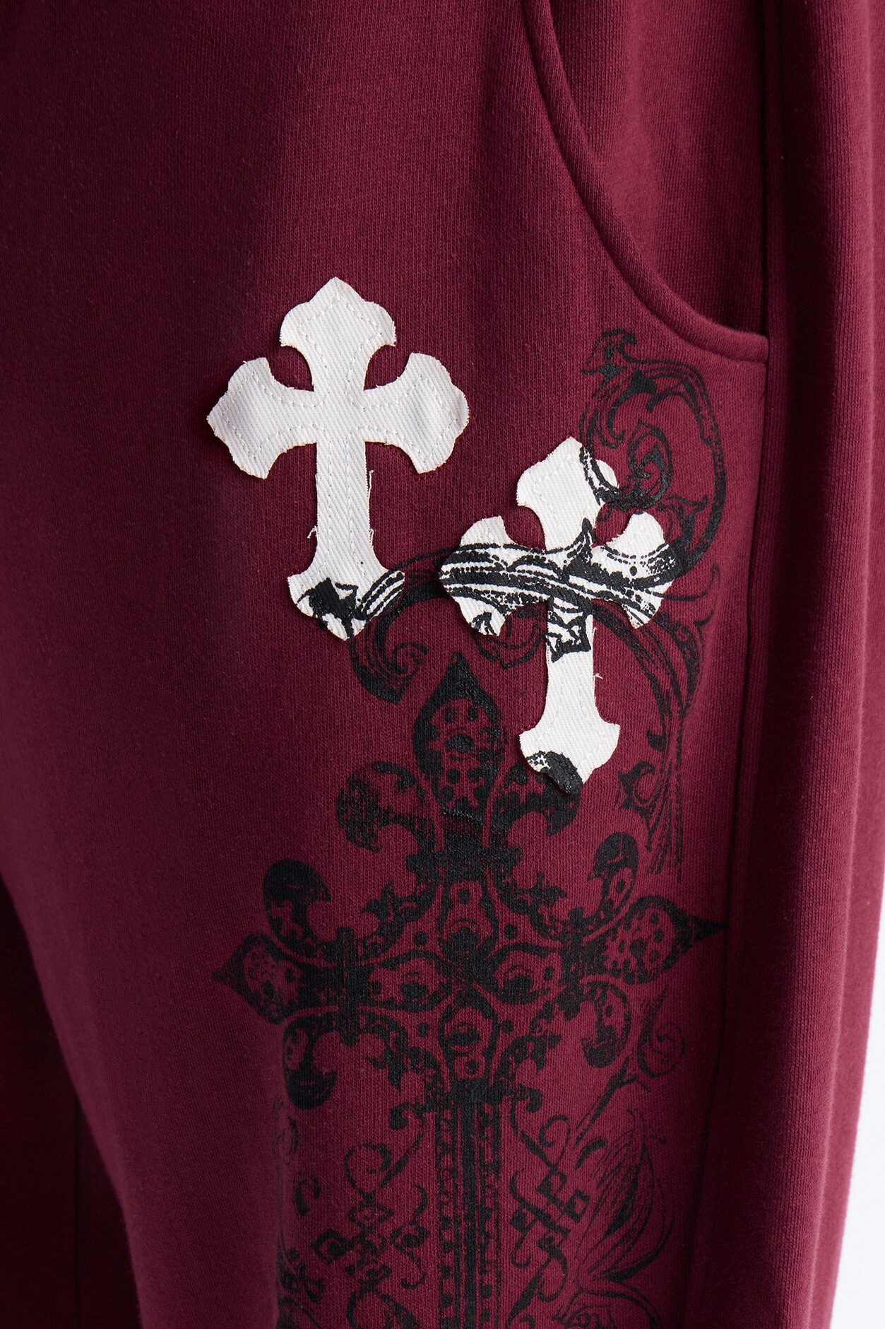 Cross Patch Sweatpants - Burgundy
