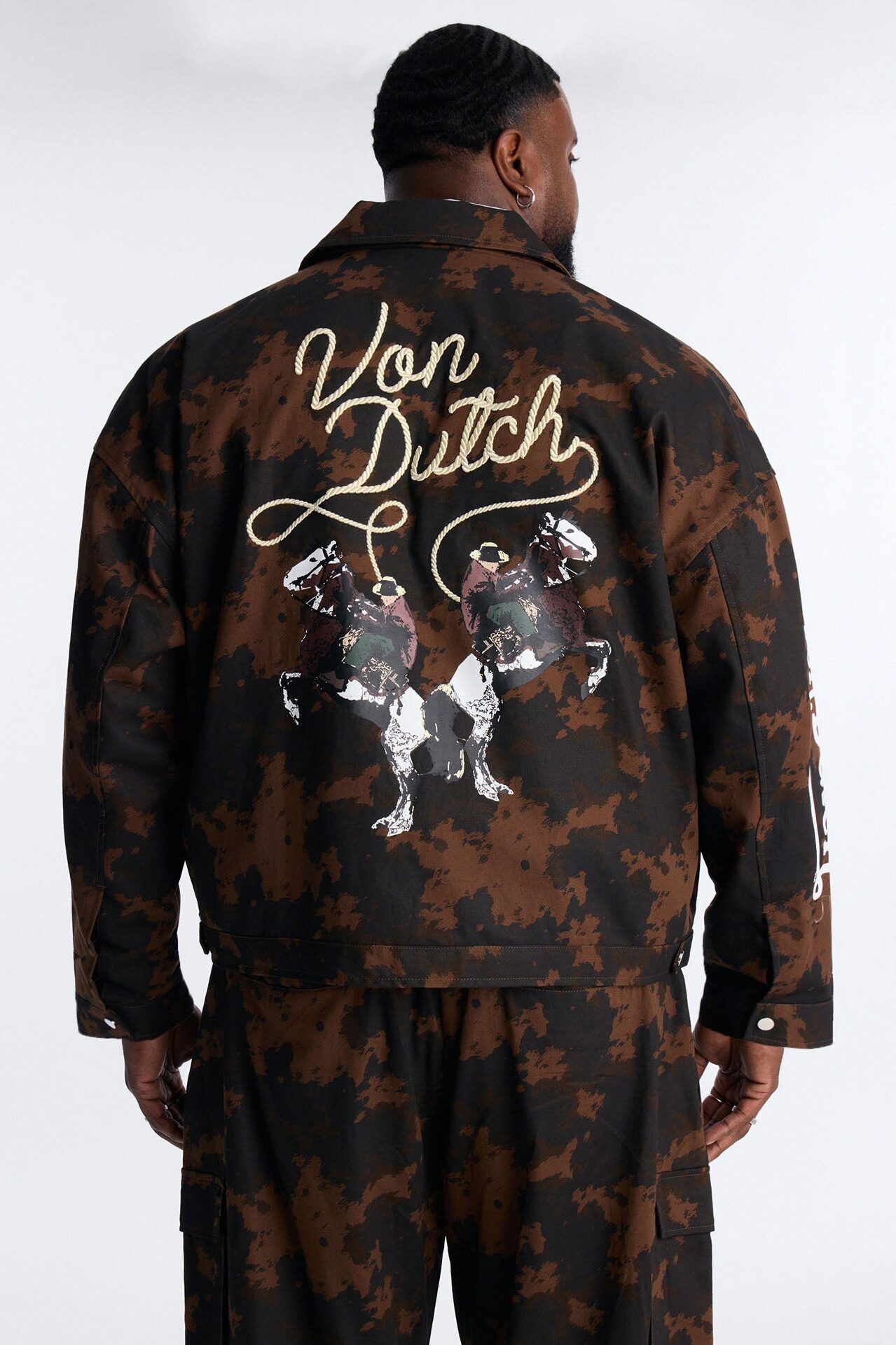 Von Dutch Rodeo Faux Pony Hair Work Jacket - Brown