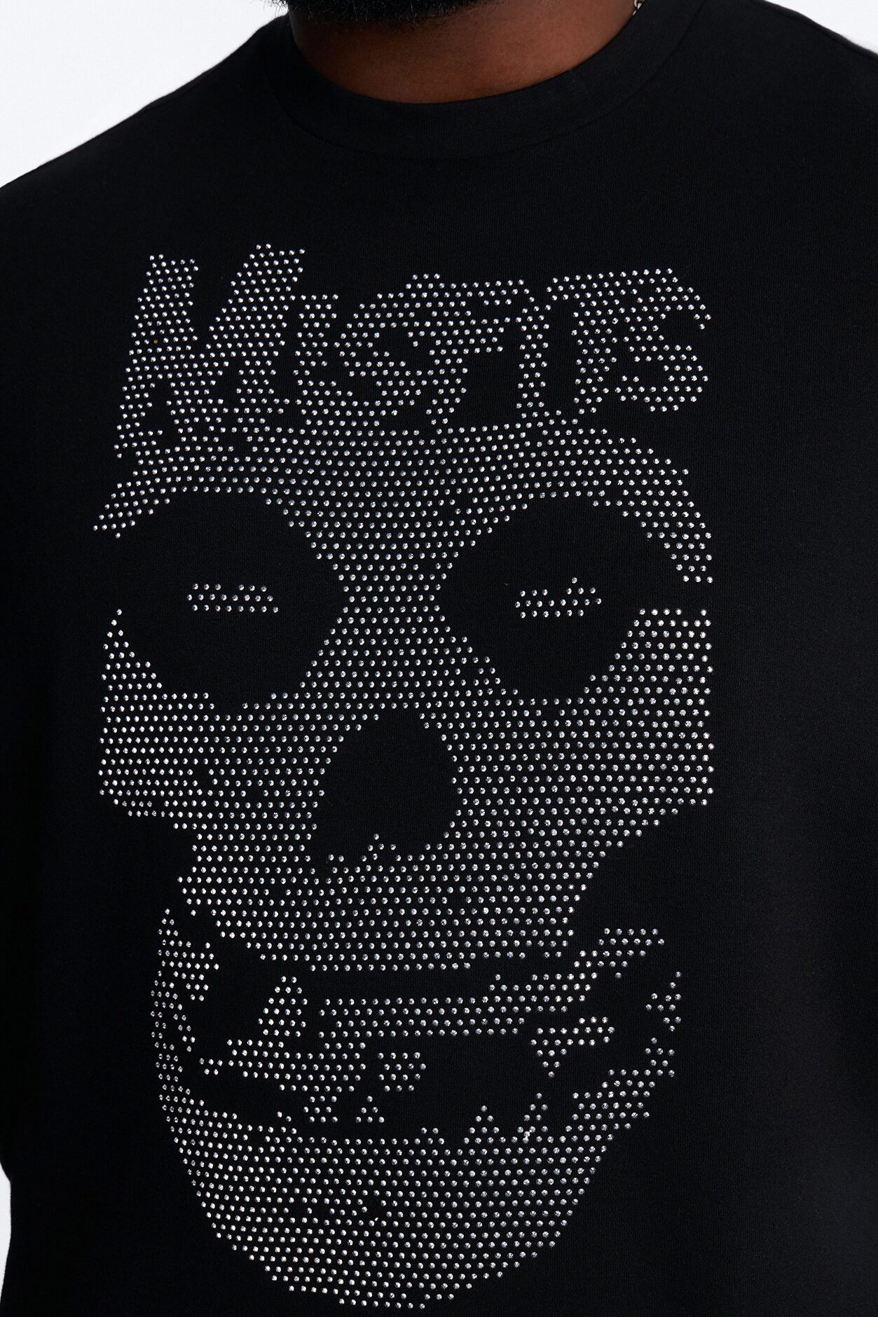 MIsfits Rhinestone Oversized Fleece Tee - Black