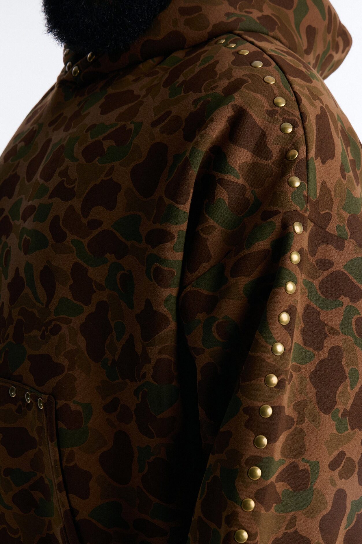 Oversized Frontline Studded Camo Hoodie - Camouflage