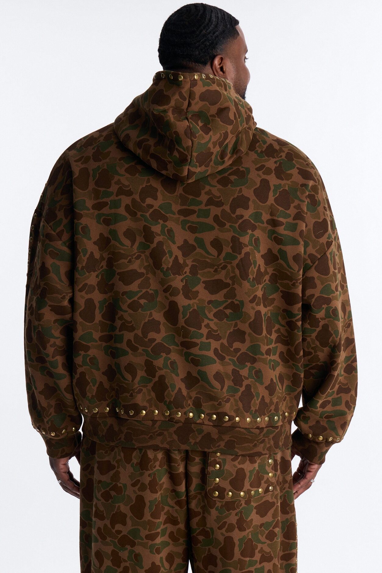 Oversized Frontline Studded Camo Hoodie - Camouflage